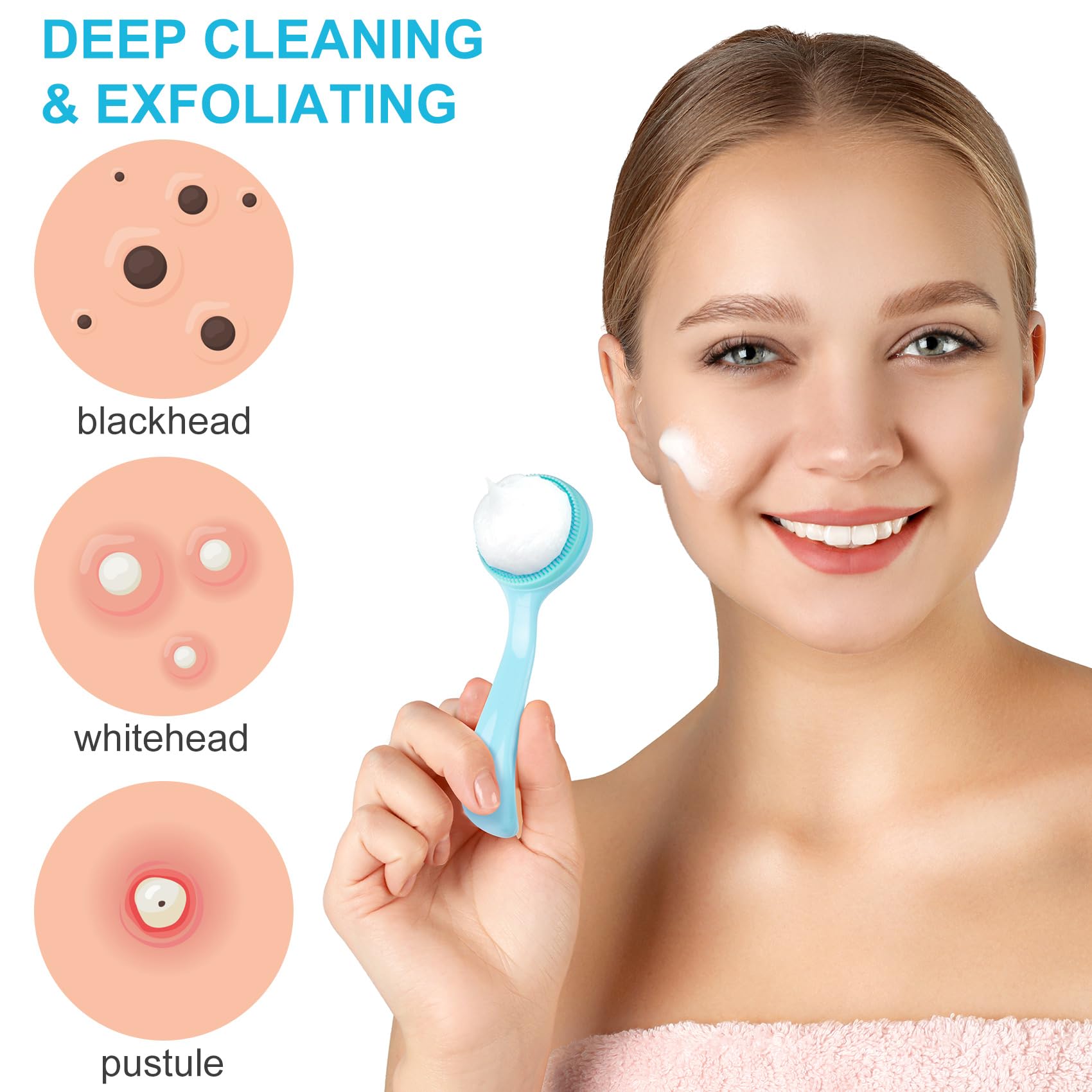 Hinzic Silicone Manual Facial Cleansing Brush, Skin Friendly Waterproof Face Cleaning Scrubber Exfoliator Cleanser For Blackhead