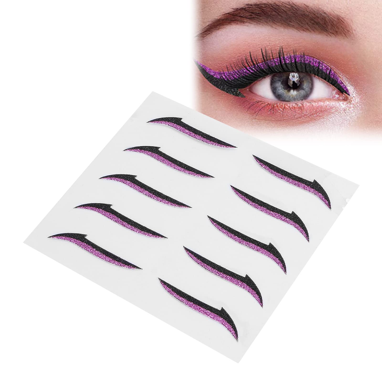 Eyeliner Stickers, Colorful Reusable Waterproof Self Adhesive Eyeliner Stickers Makeup Eyeshadow Face Cat Eye Cosmetic Tape Eye