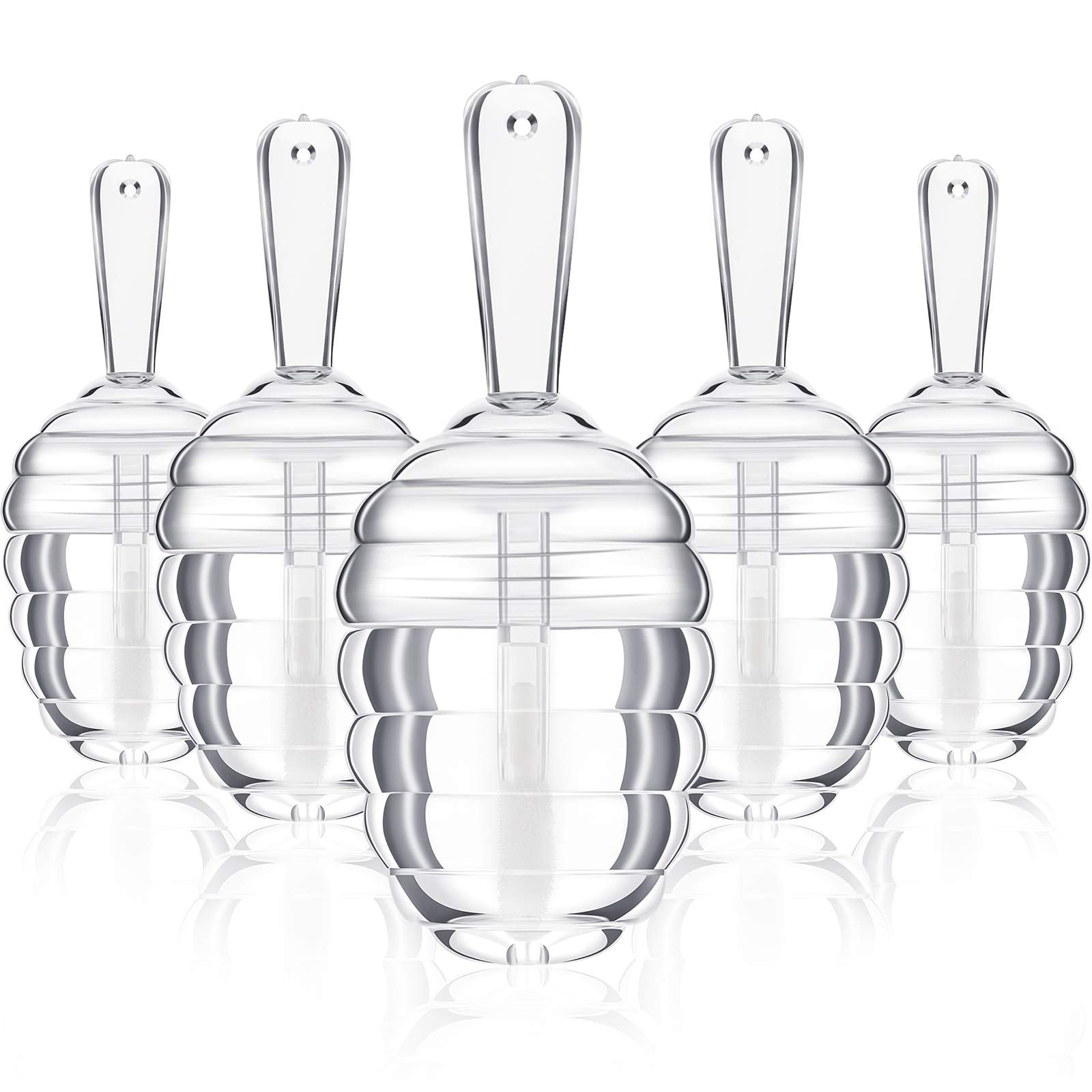 18 Pieces Honey Pots Shaped Lip Gloss Tube Empty Plastic Lip Gloss Container Mini Clear Refillable Lip Balm Bottle Container wit