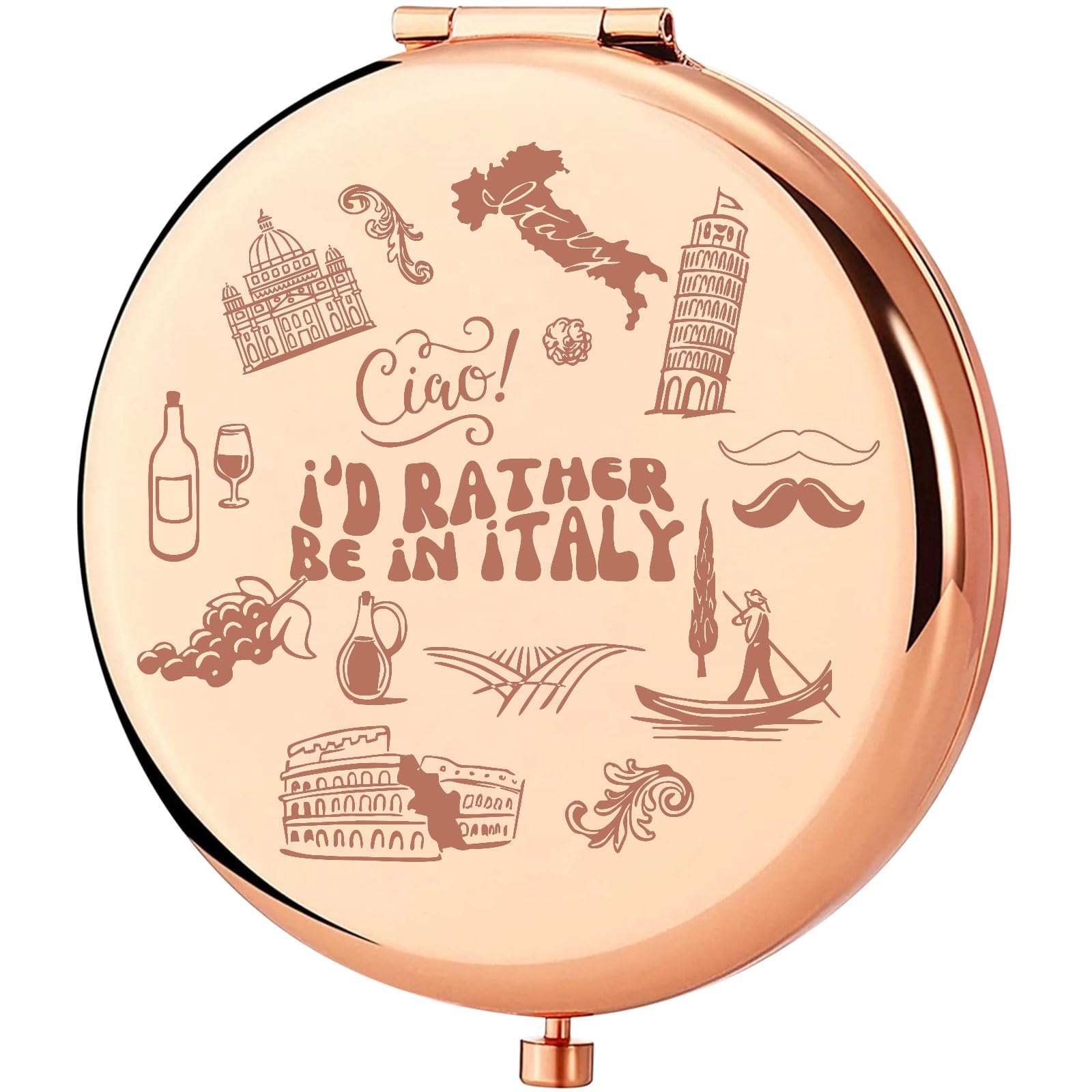Keychin Italy Travel Trip Pocket Mirror Italian Vocation Gifts I'D Rather Be In Italy Compact Makeup Bag Italian Souvenir Gifts