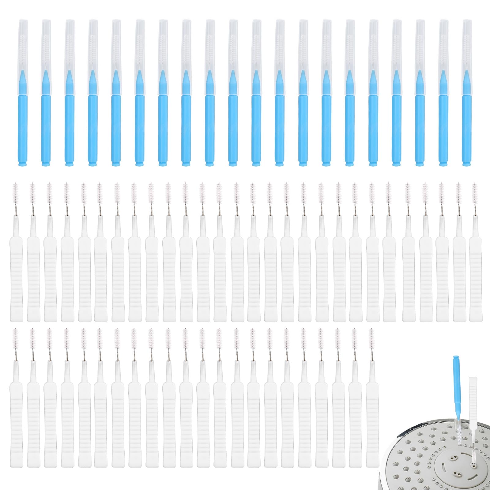 70pcs Shower Head Cleaning Tools, MultiSize Showerhead Cleaner Picks AntiClogging Cleaning Brush 2 Styles Unclogger Accessorie