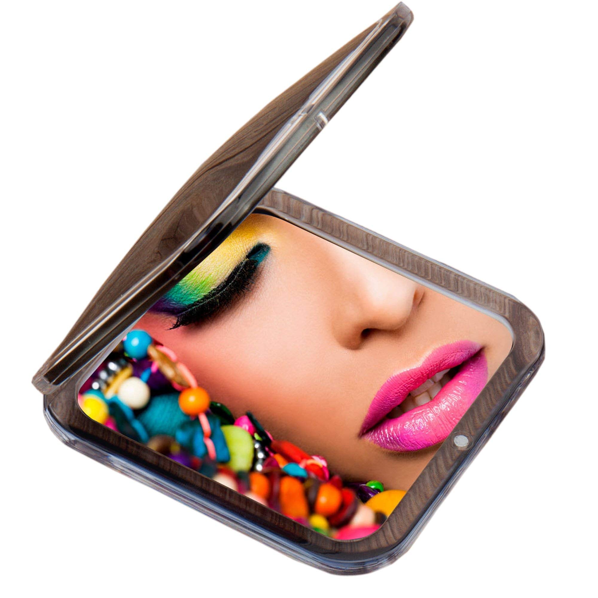 Miss Sweet Compact Mirror For Purse Pocket Mirror True Image&10X Magnification (Black)