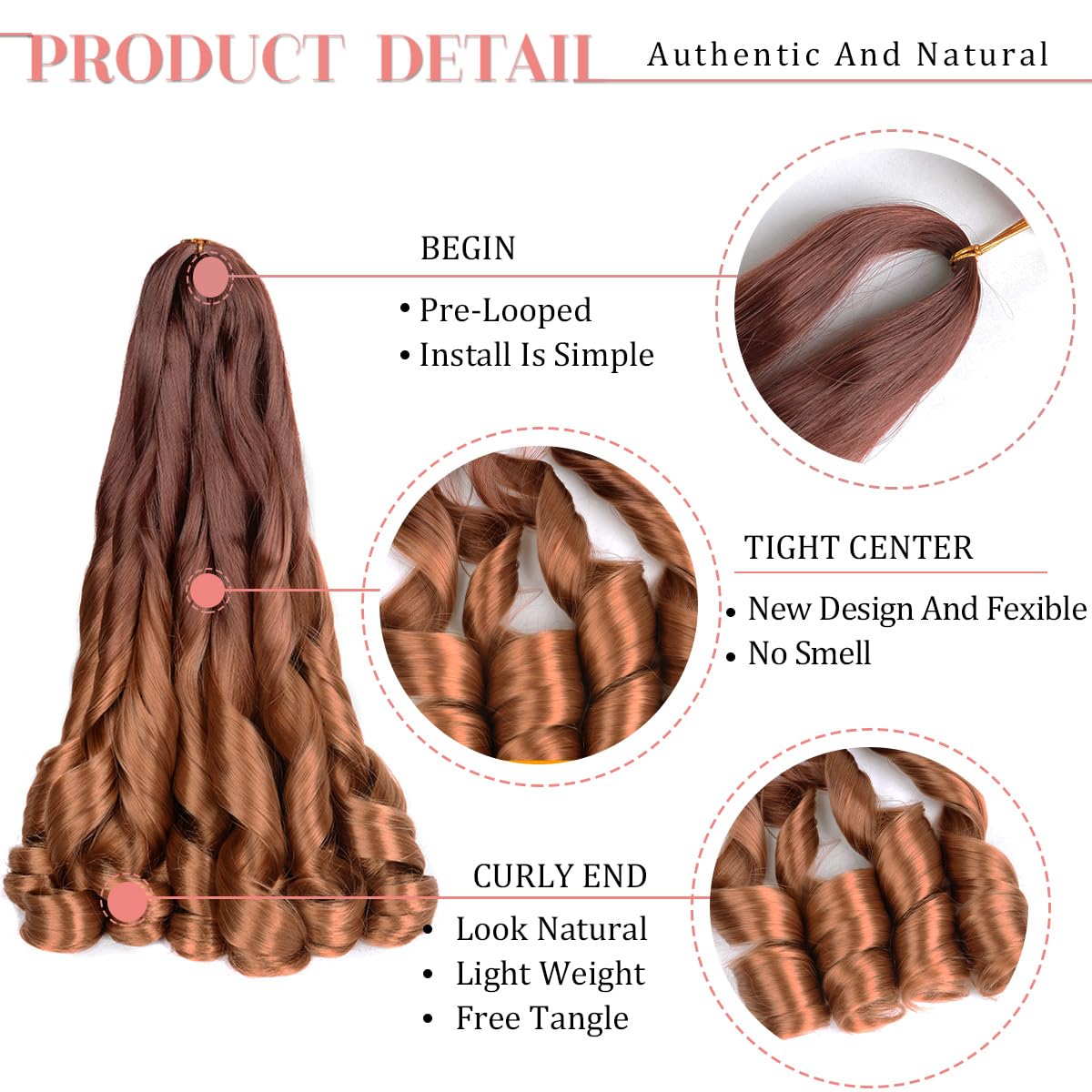 Luoyudu French Curly Braiding Hair 24 Inch Bouncy Braiding Hair 8 Pack Curly Braiding Hair 75G/Pack Loose Wave Crochet Hair Pre