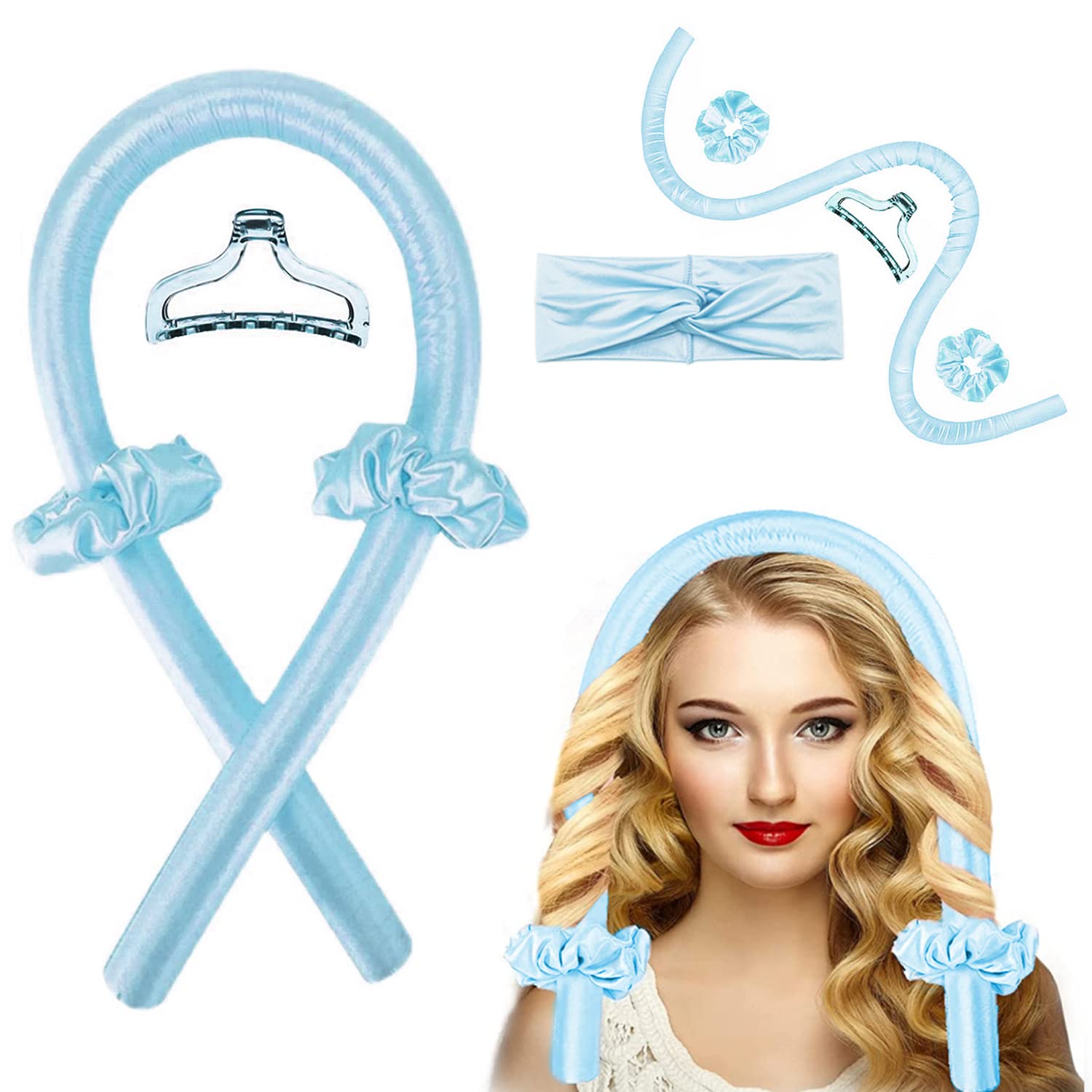 Heatless Hair Curlers, Minluk Heatless Curling Rod Headband For Long Hair No Heat Curls Ribbon Curling Hair Ribbon Soft Foam Hai