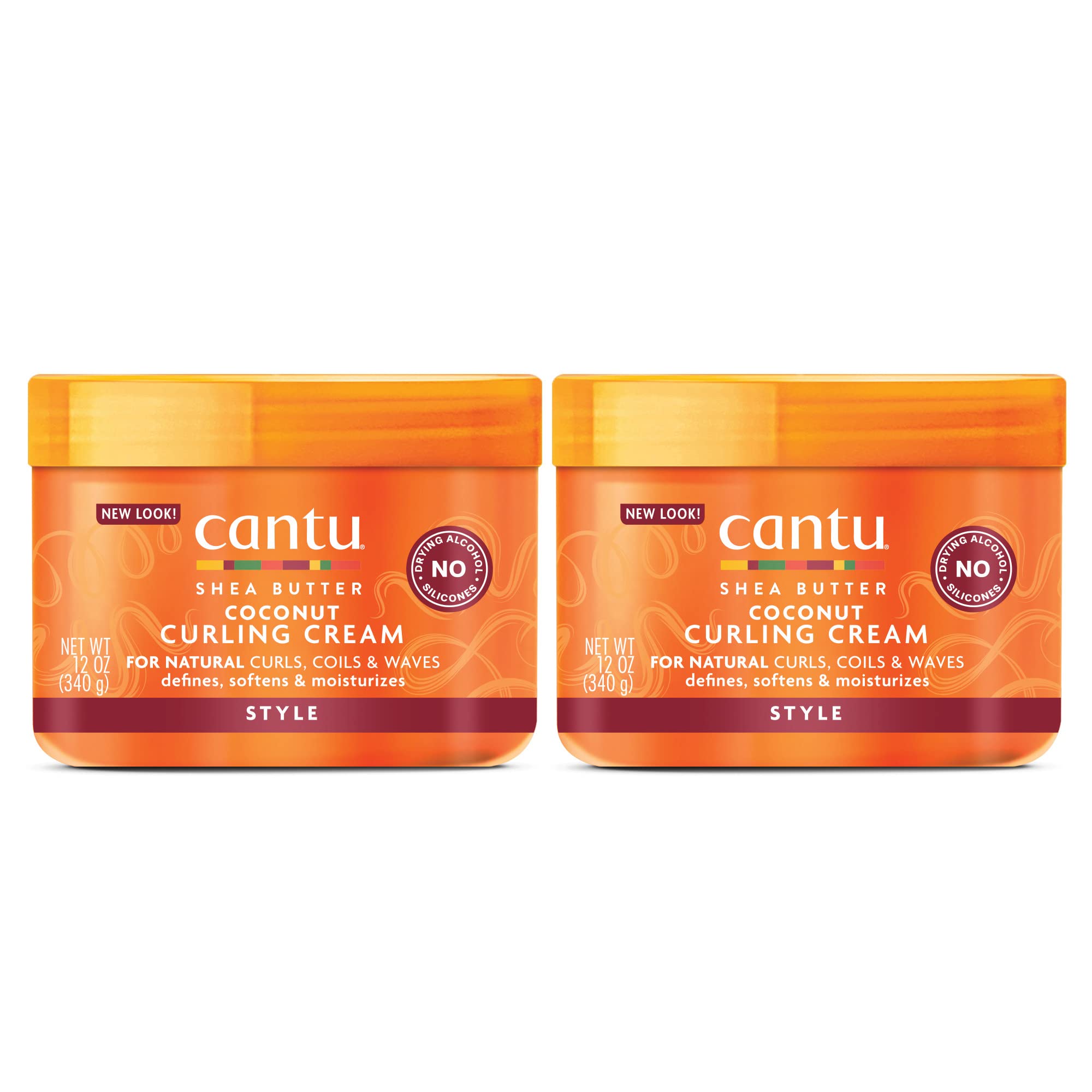 Cantu Coconut Curling Cream For Natural Hair With Pure Shea Butter, 12 Oz (Pack Of 2) (Packaging May Vary)