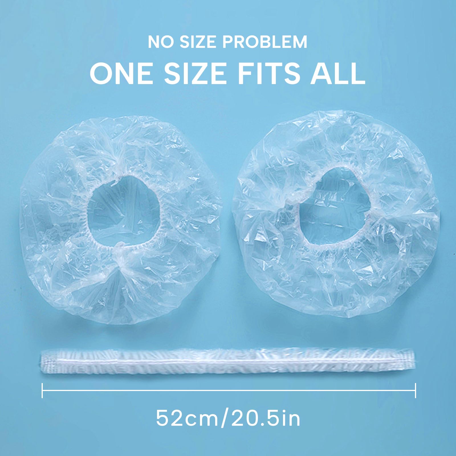 Yizijizi 100Pcs Disposable Shower Caps, Large Thick Clear Waterproof Shower Cap For Women, Large Size 20.5'', Home Use, Spa, Hot