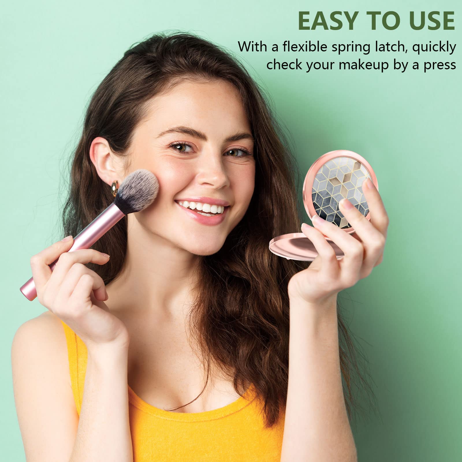 Nipichsha Compact Mirror, Pocket Travel Makeup Mirror, 2-Sided 2X & 1X Magnification Compact Mirror, Small Folding Portable Hand