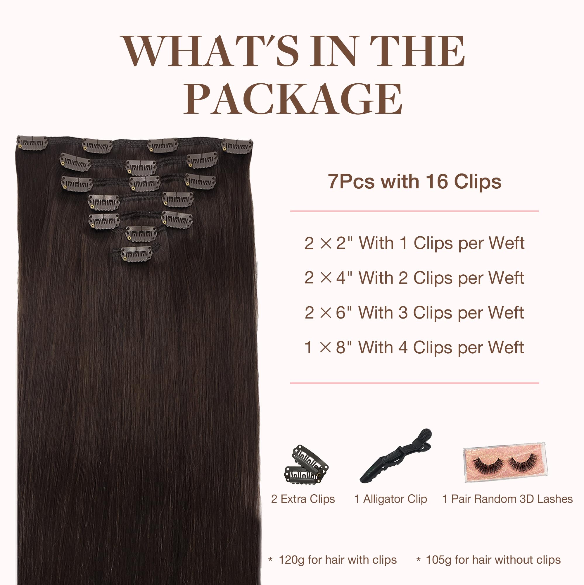 Goo Goo Clip In Hair Extensions Real Human Hair, 12Inch 85G 7Pcs, 2A Light Brown, Remy Human Hair Extensions Clip Ins For Women,