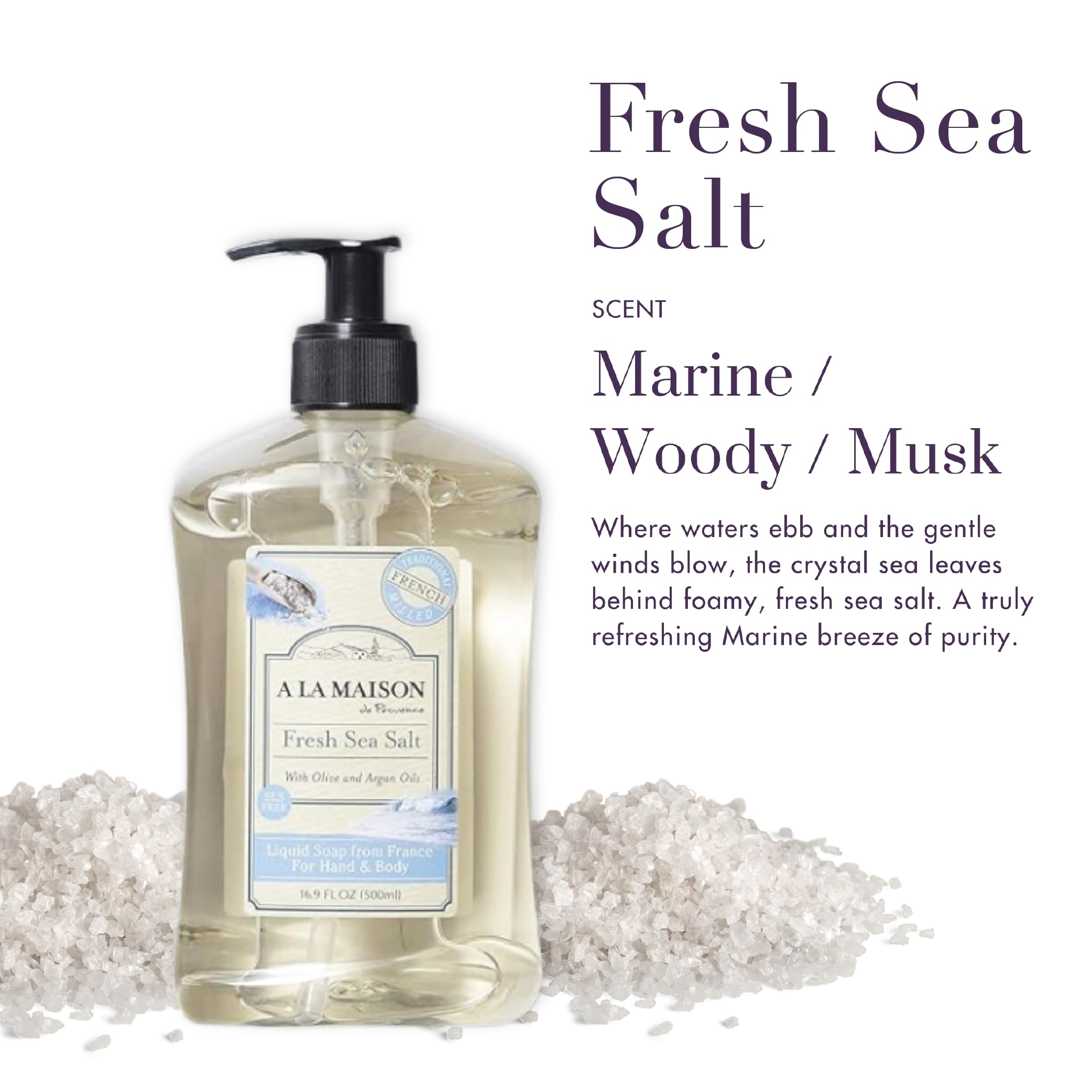 A La Maison, Soap Liquid French Sea Salt, 16.9 Fl Oz