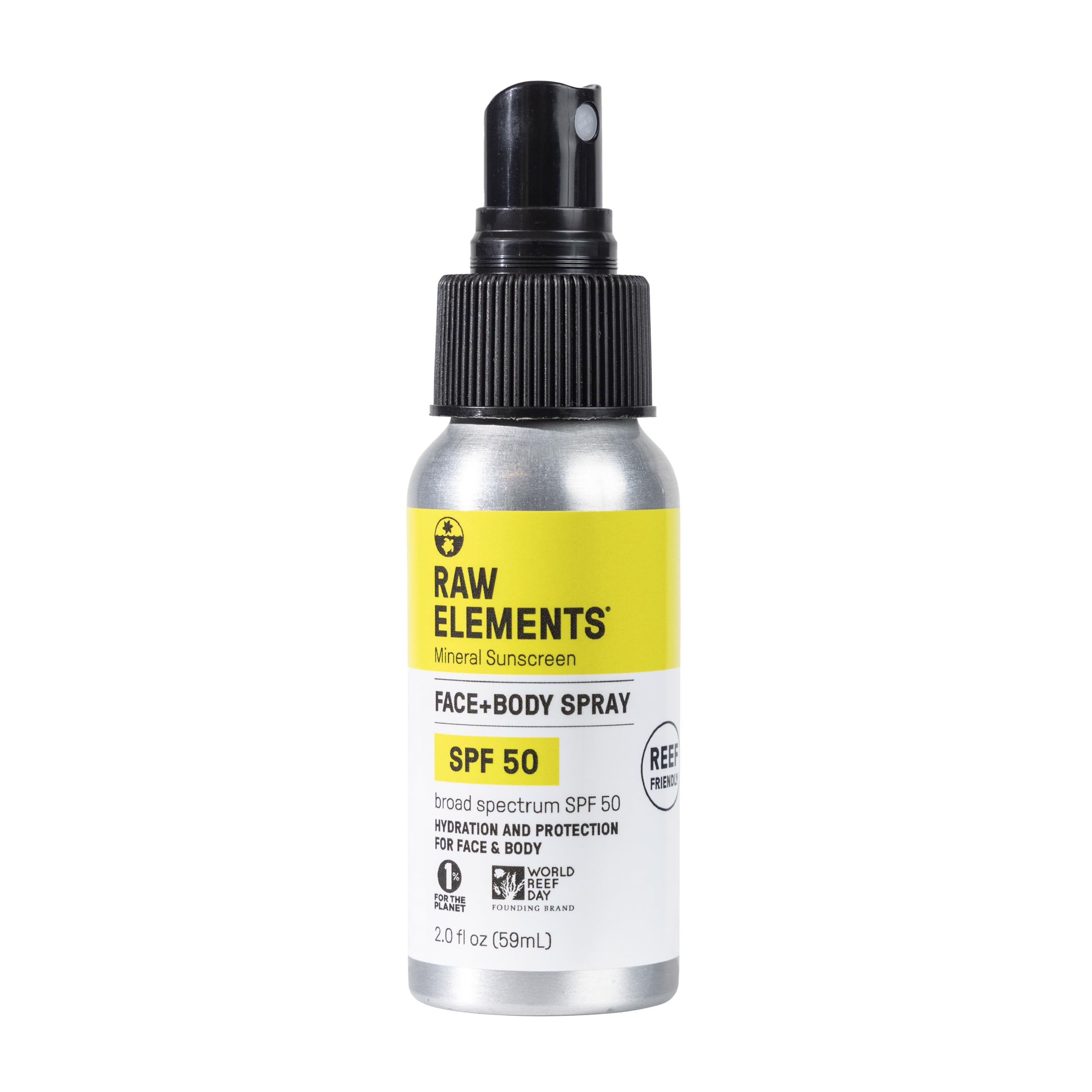 Raw Elements Face + Body Spray Spf 50 All-Natural Mineral Sunscreen - Reef Safe, Water Resistant, Broad Spectrum Uva/Uvb Protect
