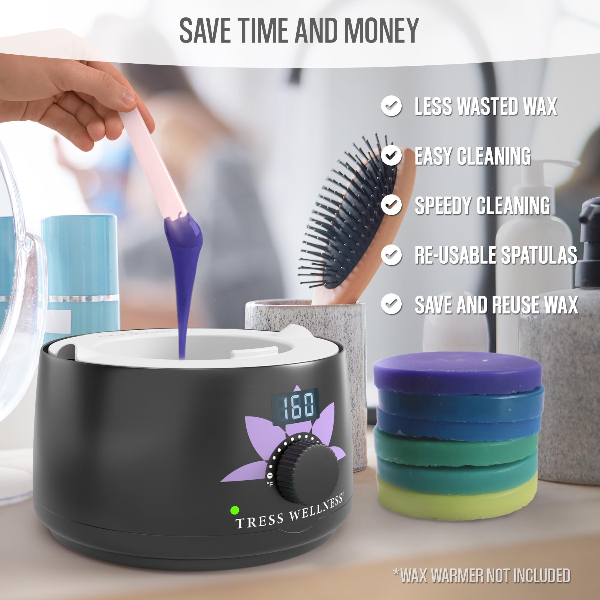 Tress Wellness Wax Warmer Silicone Liner - Easy To Clean Silicone Wax Warmer Bowls With 2X Silicone Spatulas Compatible With 16O