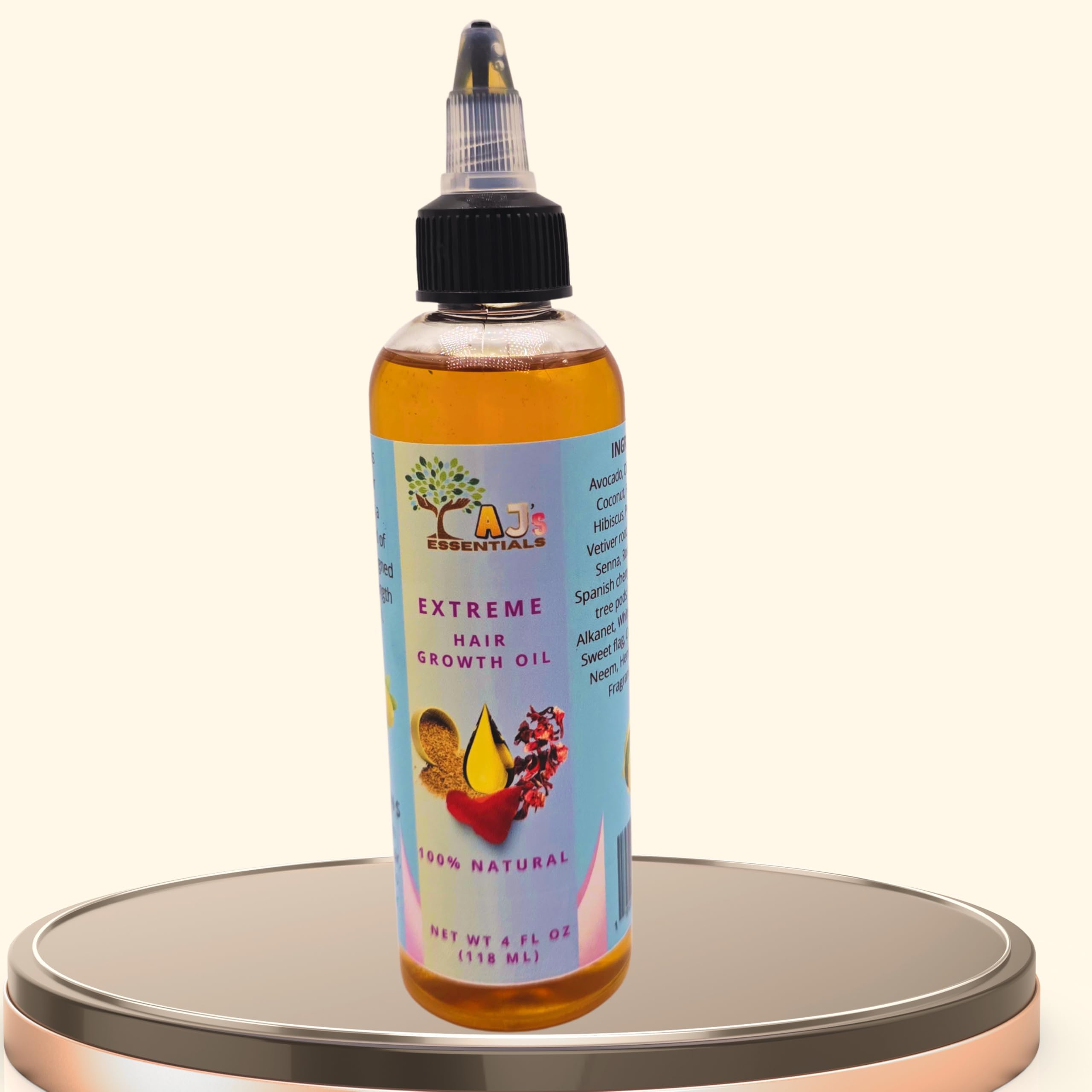 AJs Extreme Hair Growth Oil Infused with biotin, fenugreek, and avocado oil to moisturize, repair split ends, and support longe