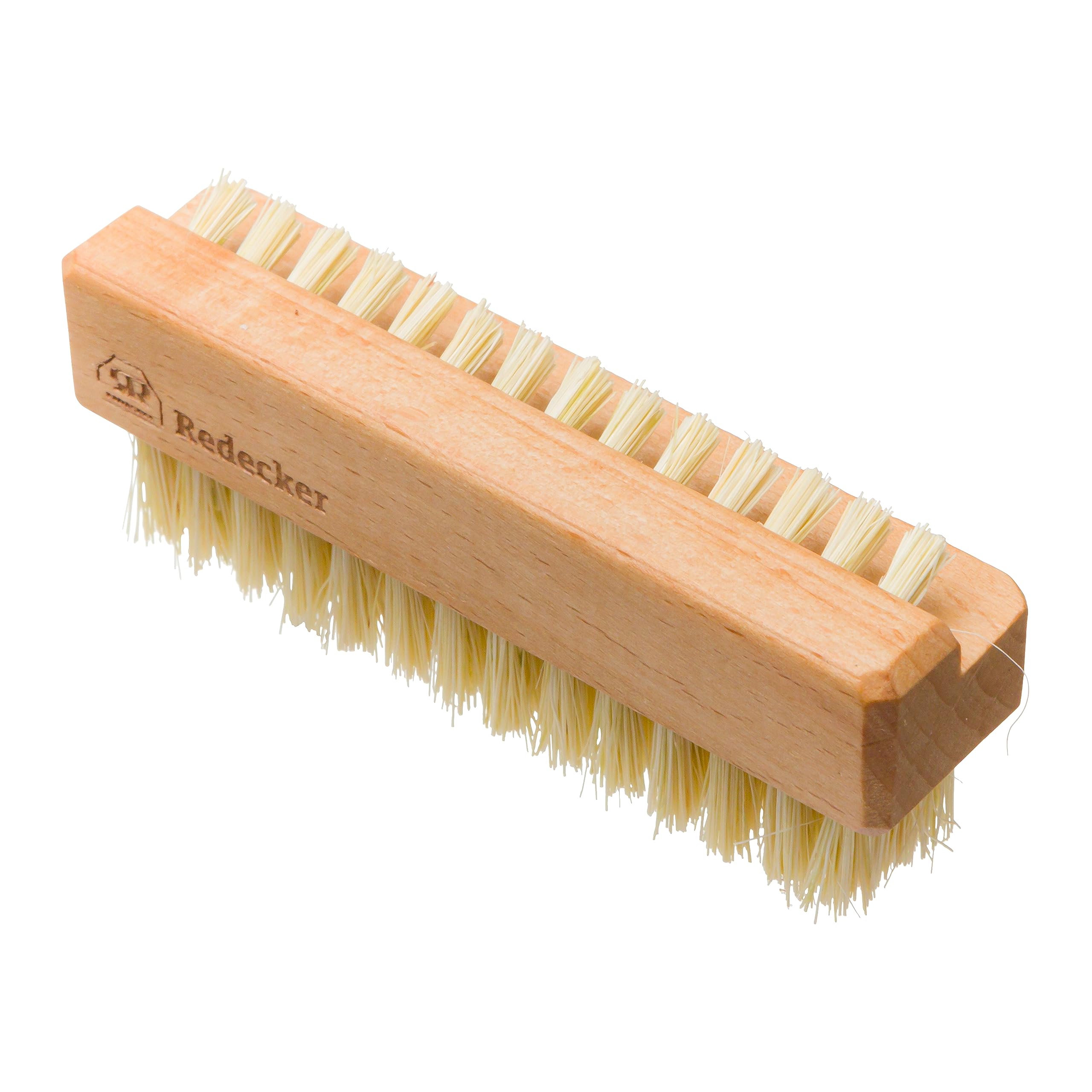 Redecker Natural Tampico Fiber Nail Brush with Oiled Beechwood Handle, Doublesided Design with Angled Bristles, 31/2Inches