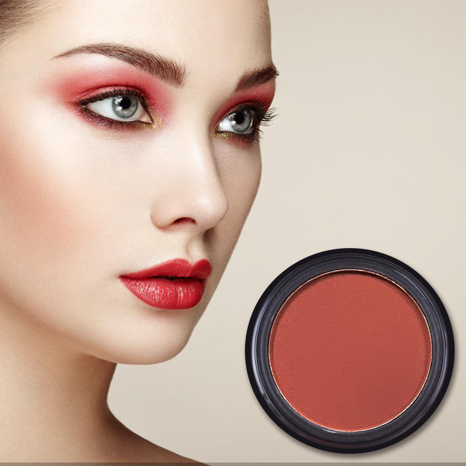 Meicoly Red Single Eyeshadow,Pressed Powder Matte Eye Shadow, Long Lasting Halloween Eye Makeup,Opaque Vegan Cruelty Free High P