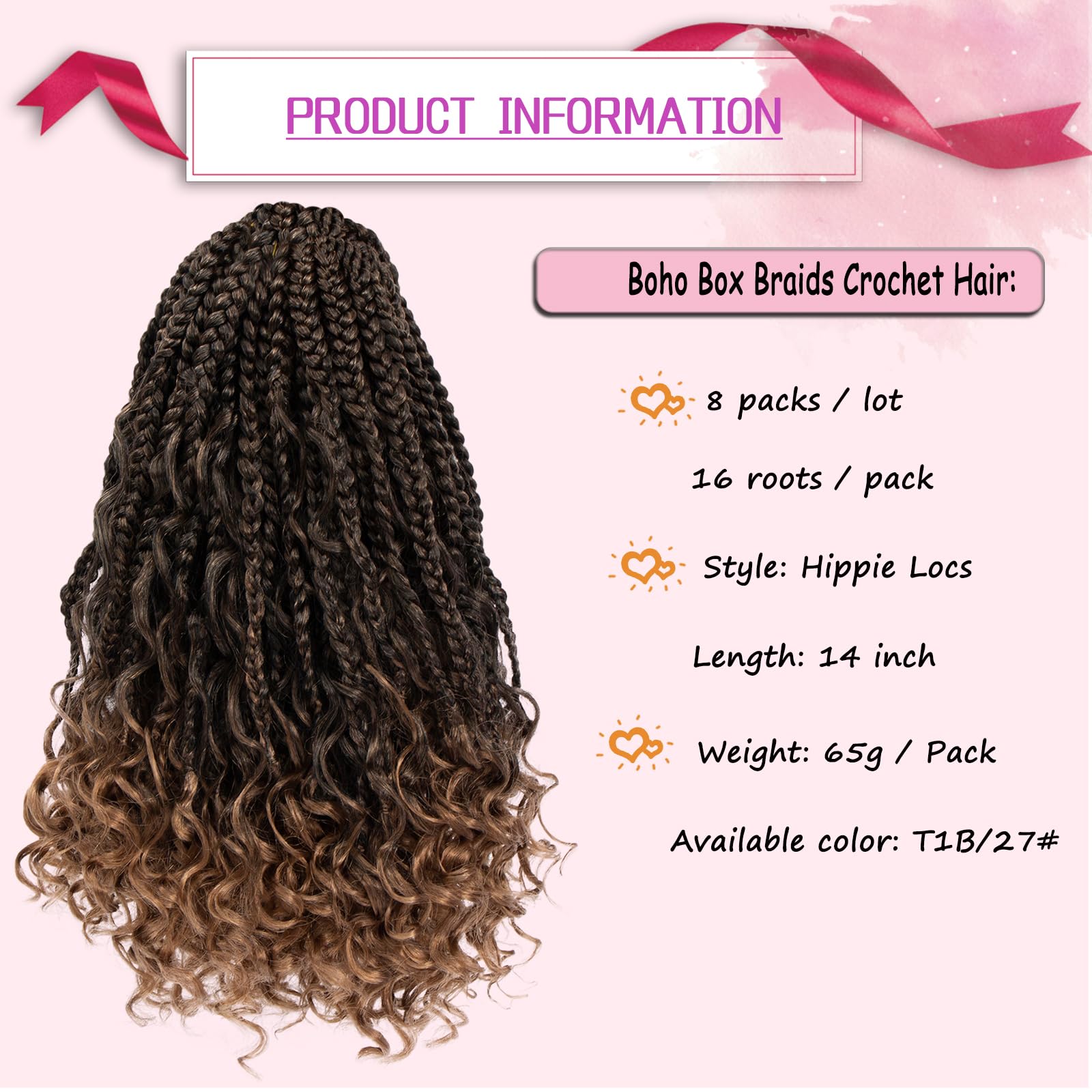 Boho Box Braids Crochet Hair 14 Inch 8 Packs Box Braid Crochet Hair With Curly Ends Goddess Box Braids Crochet Hair Extensions F