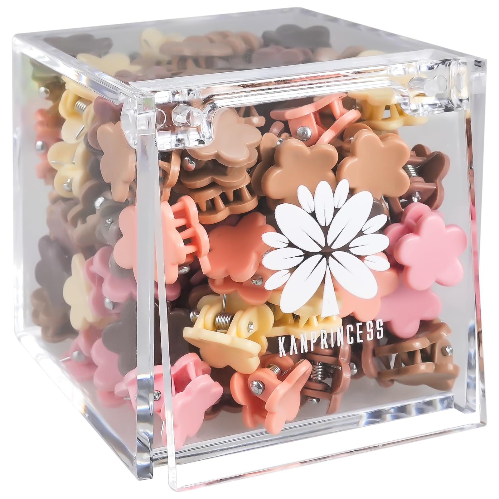 KANPRINCESS 90PCS Mini Claw Clips Small Hair Clips With Fancy Box Flower Claw Clips for Hair Cute And Sweet Small Claw Clips For