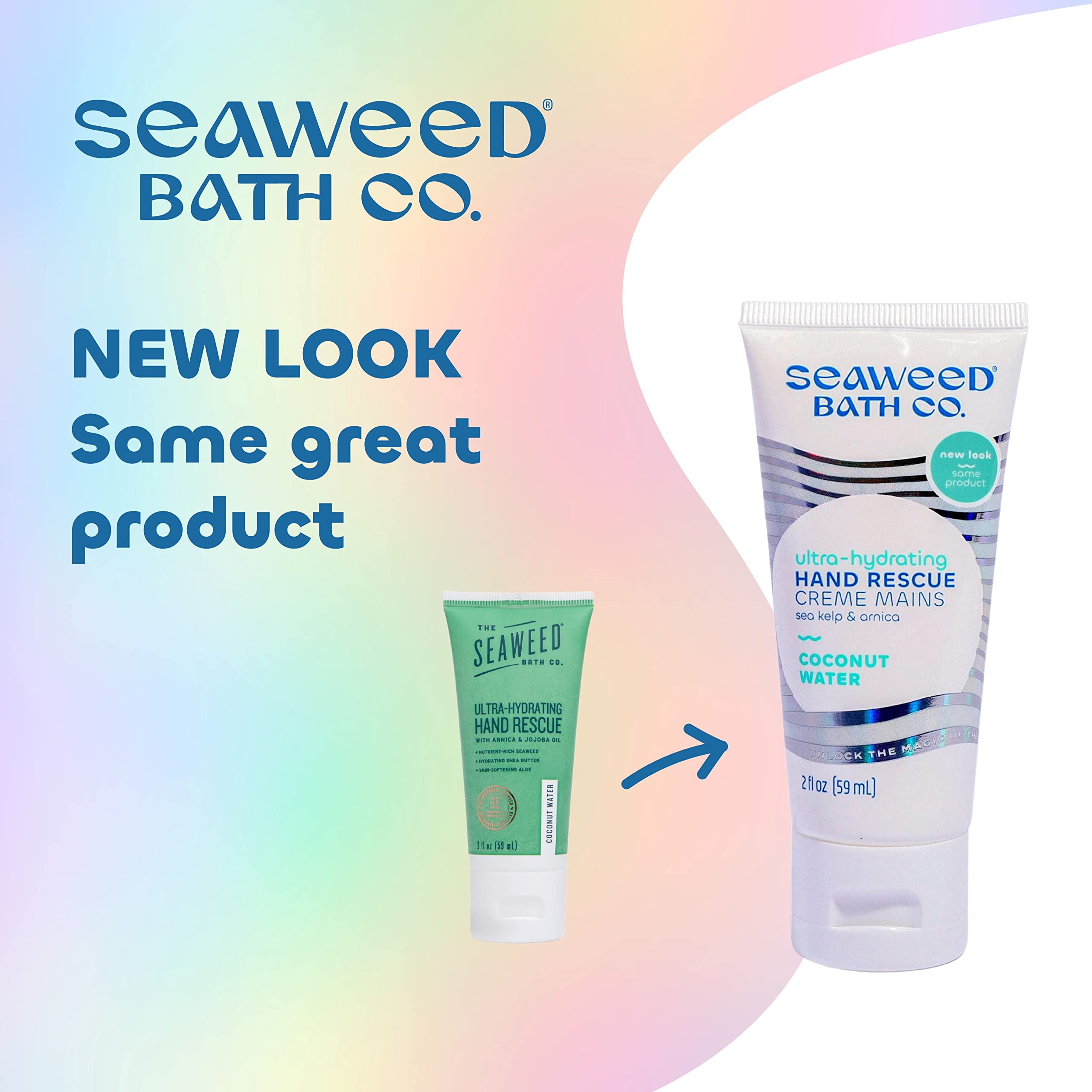 Seaweed Bath Co. Ultra-Hydrating Hand Rescue Hand Cream, Coconut Water Scent, 2 Ounce, Sustainably Harvested Seaweed, Sea Kelp,