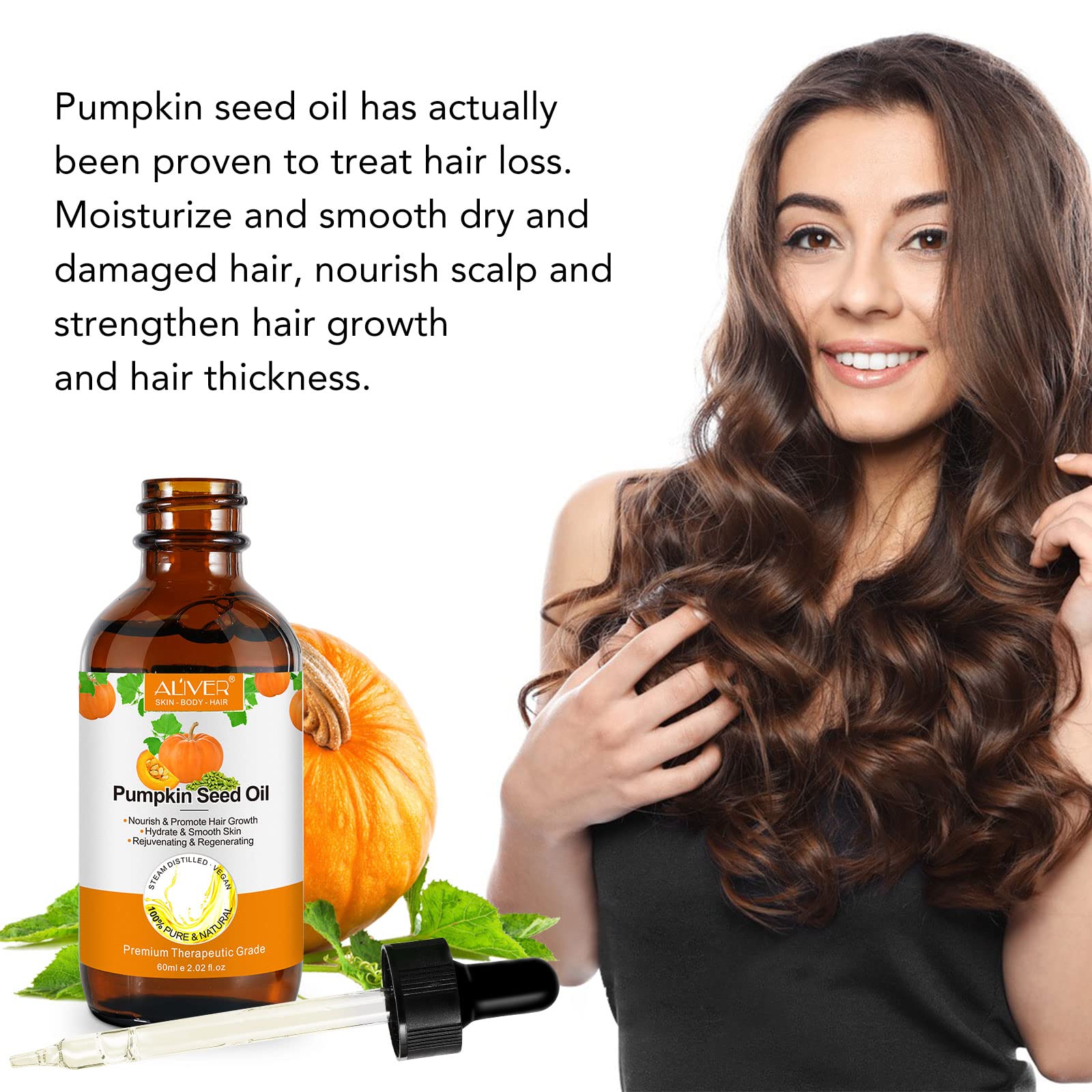 Nvxnmsd Pumpkin Seed Oil For Hair Growth - Pure Organic Natural Cold Pressed Hydrating & Repairing Dry, Damaged Hair, Skin Care