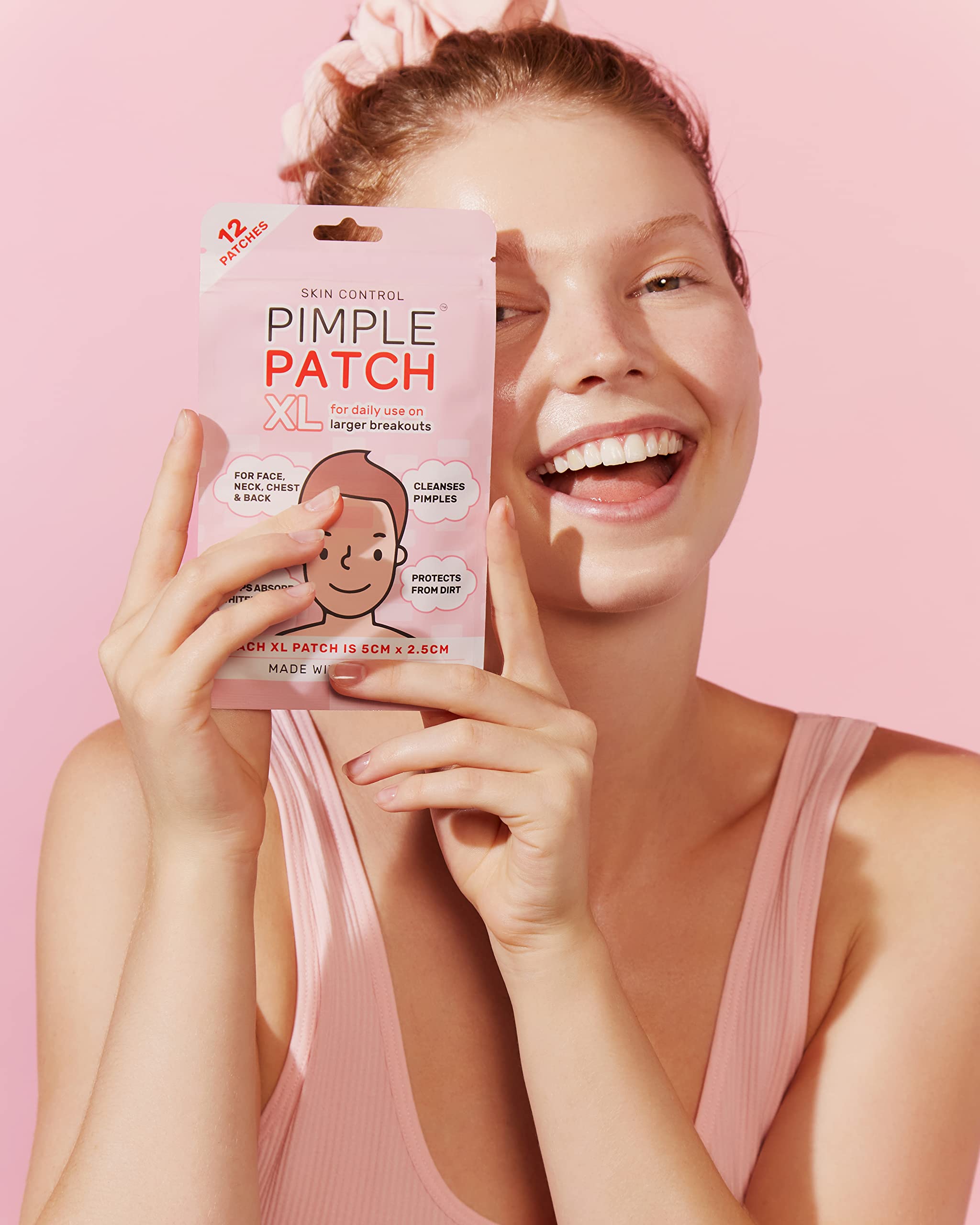 Skin Control Pimple Patch XL 12-Pieces, 5cm x 2.5 Size, Clear