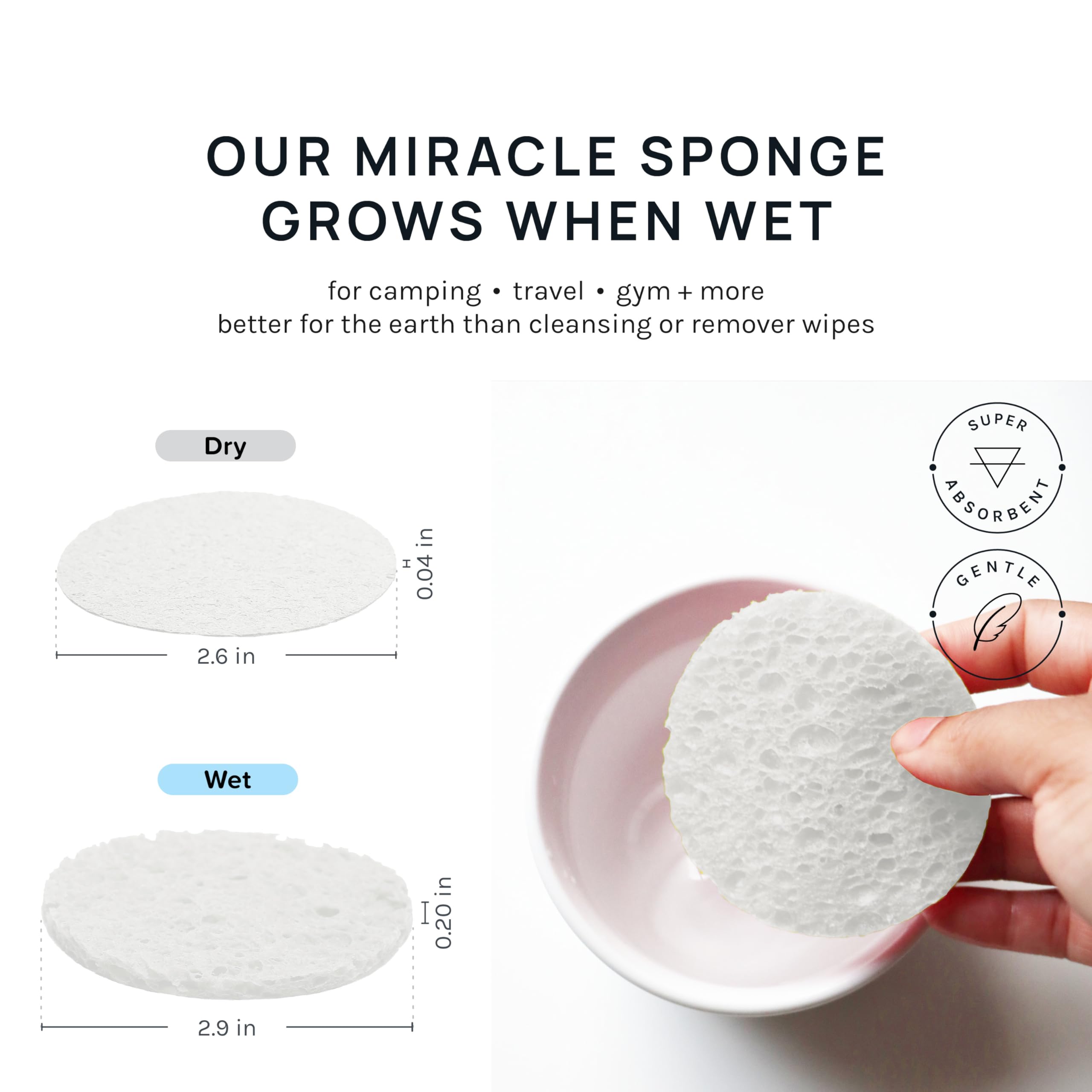 Aoa Studio 50-Count Compressed Facial Sponges 100% Natural Cosmetic Spa Sponges For Facial Cleansing, Exfoliating Mask, Remove F