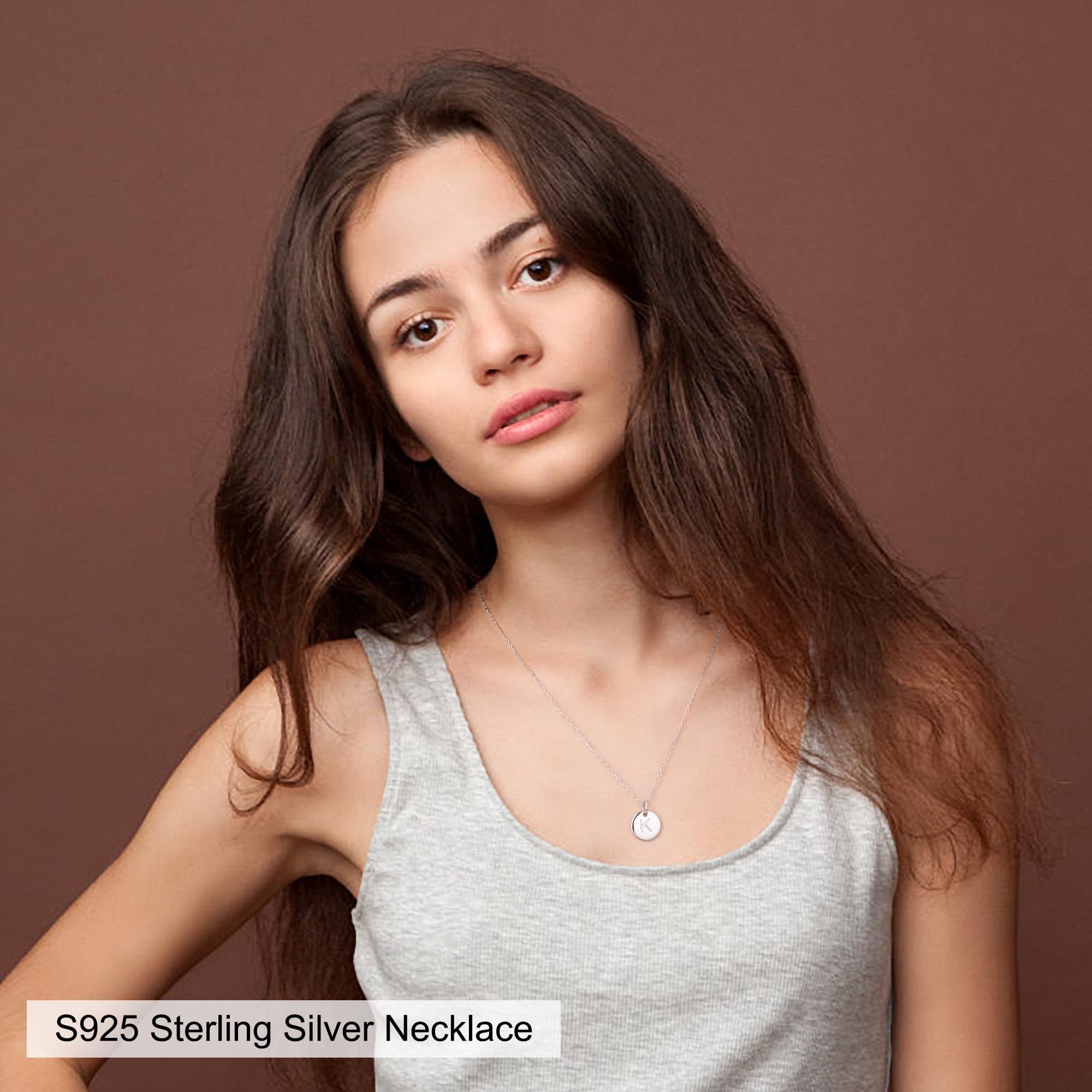 Hidepoo Disc Initial Necklaces Gifts - S925 Sterling Silver Disc Letter Initial Necklaces Jewelry Valentines Day Birthday Gifts