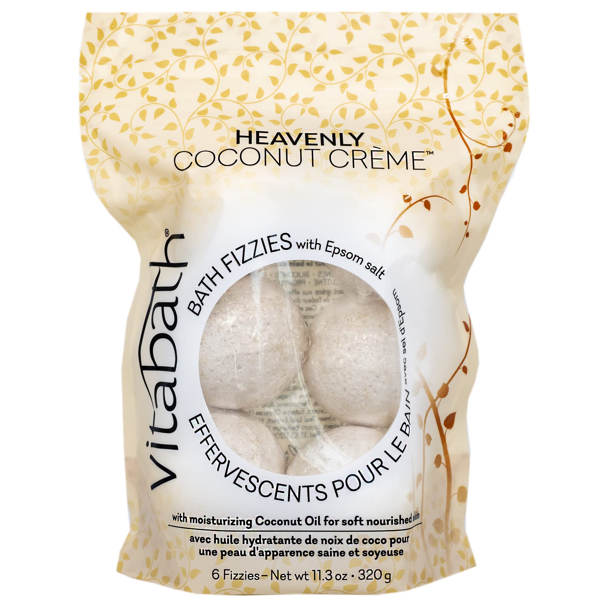 Vitabath Heavenly Coconut Crme Bath Fizzies With Epsom Salt Relax Nourish Unwind Body & Mind Calming Aromatherapy For Muscle Sor