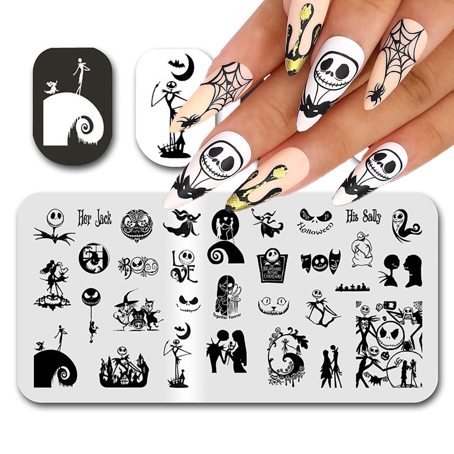 Halloween Nail Stamping Plate Nightmare Before Christmas Nails Stamping Kit The Day of Dead Ghost Holiday Nail Stamping Plate Na