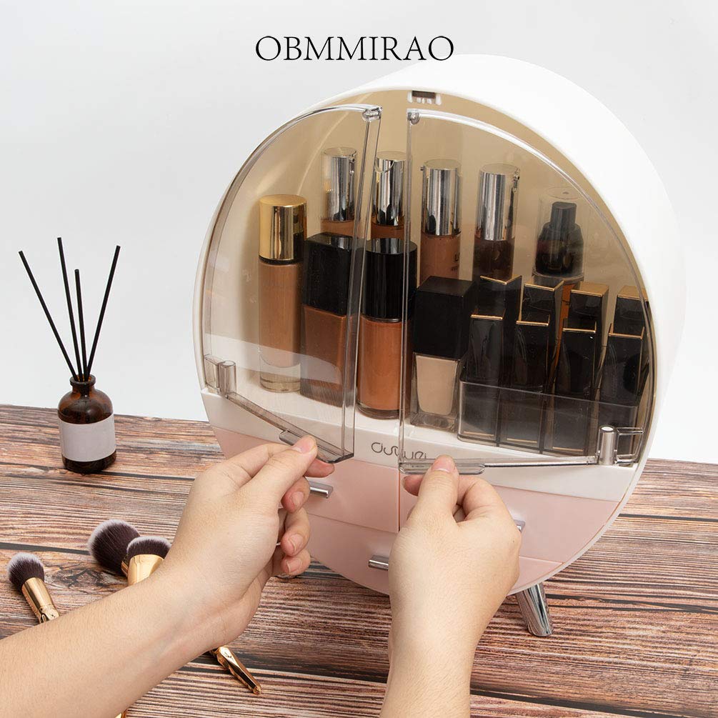 Obmmirao Elegant Dustproof Makeup Storage Organizer Box, Waterproof Medium Cosmetics Organizer Storage With Drawers Skincare Cos