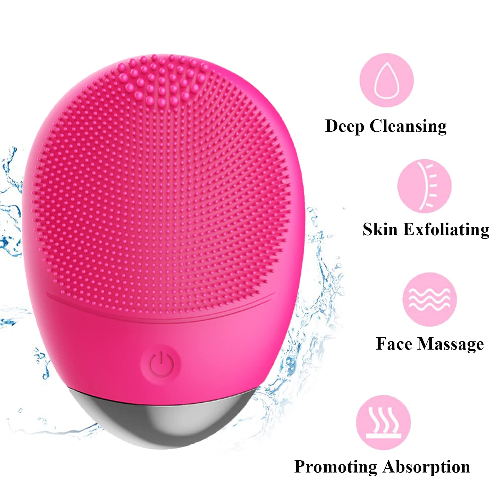 Facial Cleansing Brush, 3-In-1 Electric Soft Silicone Waterproof Face Scrubber, Usb Rechargeable Ipx7 Waterproof Sonic Vibrating