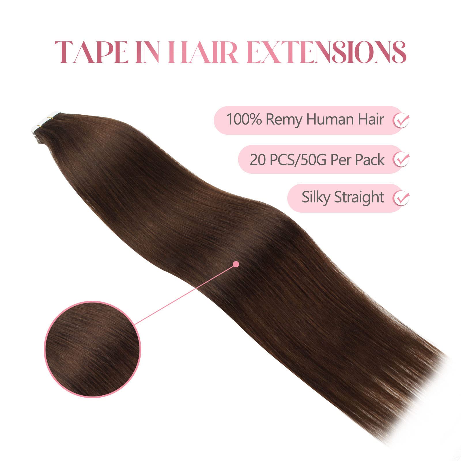 Sixstarhair Invisible Tape In Hair Extensions Brown Hair Extensions Human Hair Double Side Secure And Safety Tape On Semi Perman