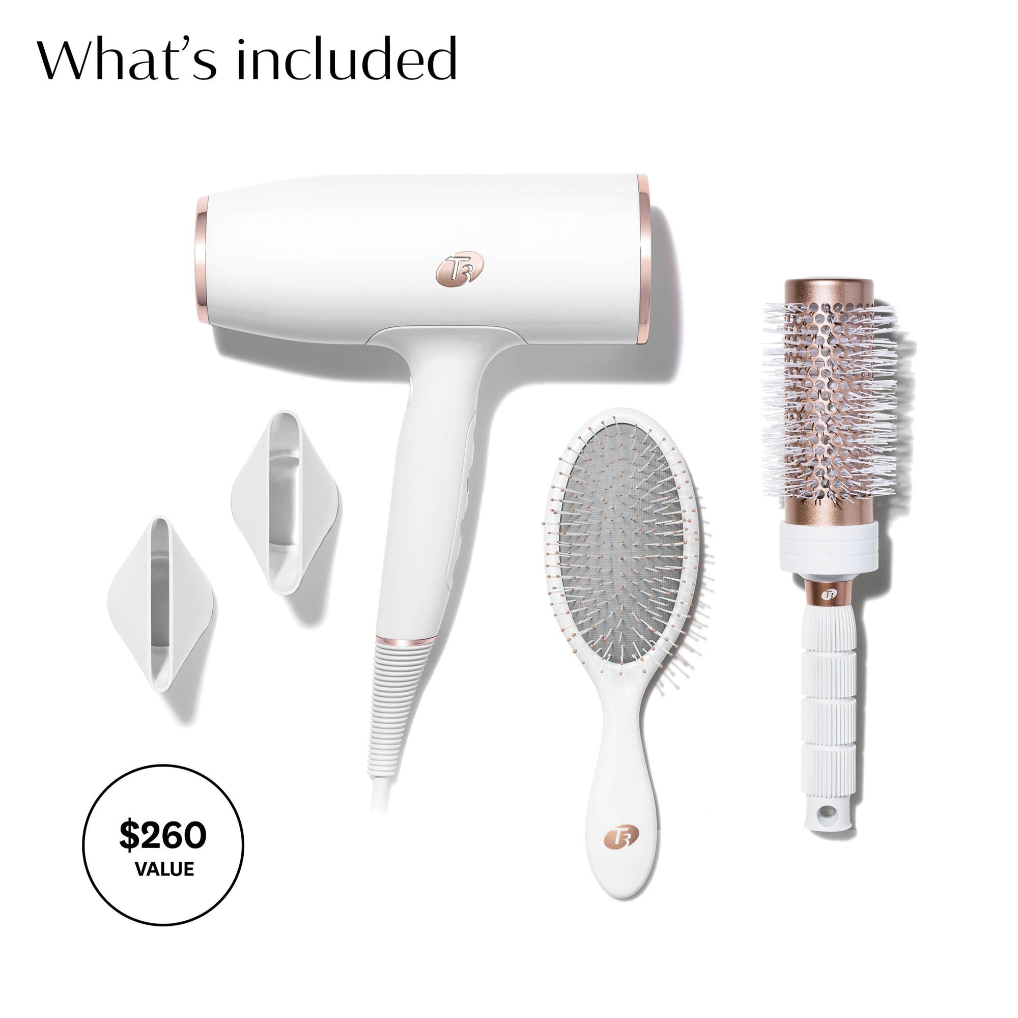 T3 AireLuxe Professional Ionic Hair Dryer and Brush Set, with 5 Heat and 3 Speed Settings, Ion Generator, Cool Shot, includes Pa