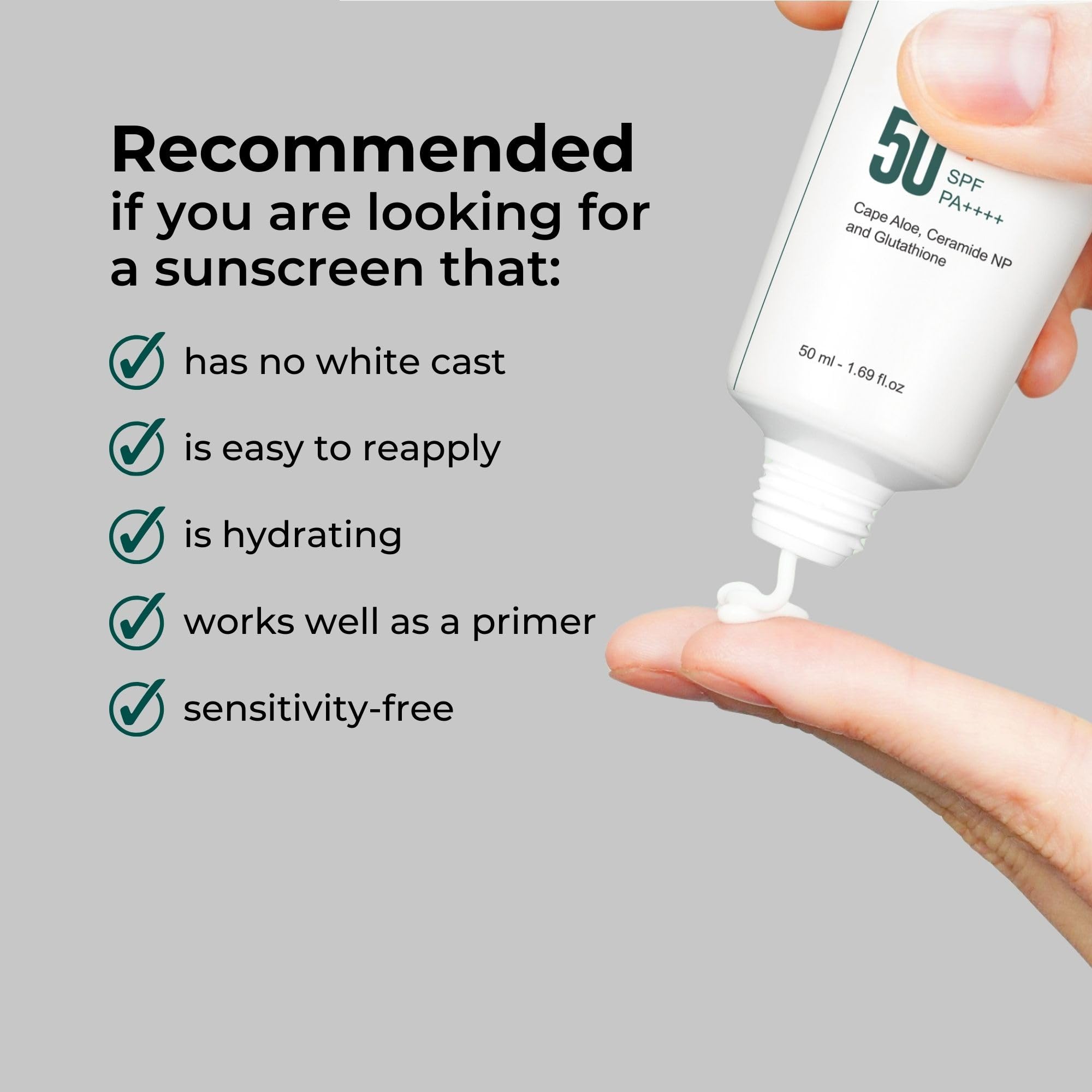 P.Calm Water Barrier Moisturizing Sun Cream Matte-Finish No White Cast Spf 50+ Pa++++ Vegan Calming Moisture Daily Sunscreen For