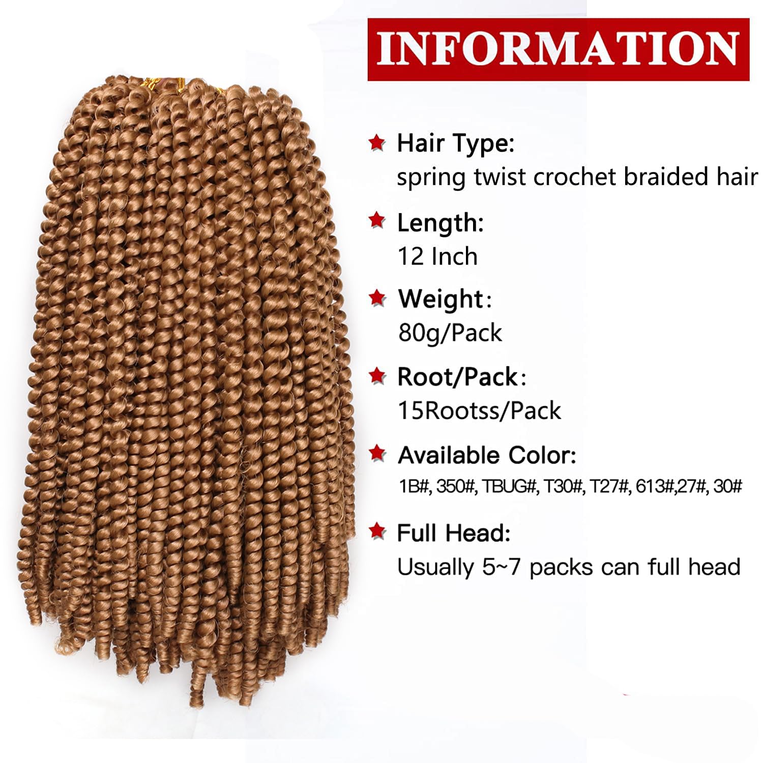 Xtrend 12 Inch Honey Blond Spring Twist Hair For Butterfly Faux Locks Synthetic Crochet Braids Hair For Women Crochet Braiding H
