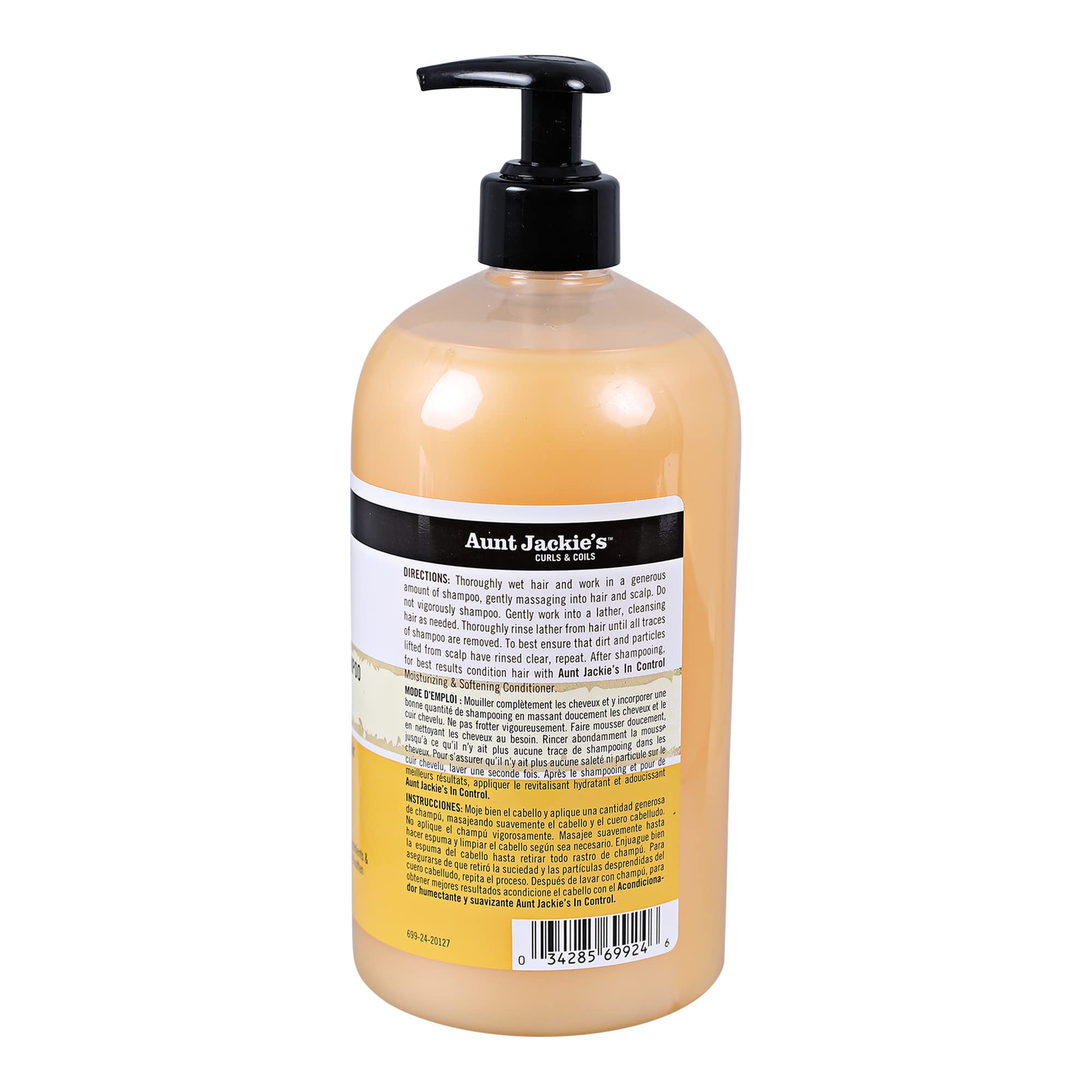 Aunt Jackie'S Curls And Coils Oh So Clean, Large 24Oz Family Sized Pump, Deep Moisturizing And Softening Hair Shampoo For Natura