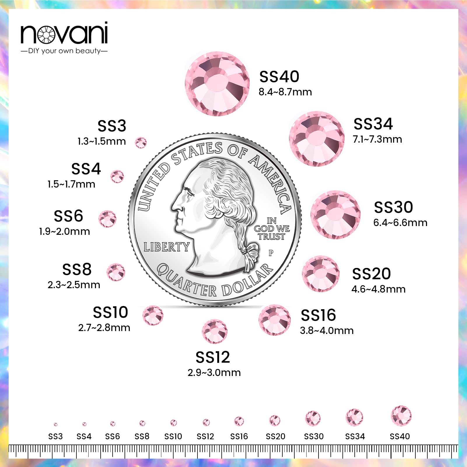Novani Crystal Rhinestones, Flatback Loose Gemstones 288pcs Glass Rhinestones for Clothes Shoes Crafts Makeup Nail Art and DIY D