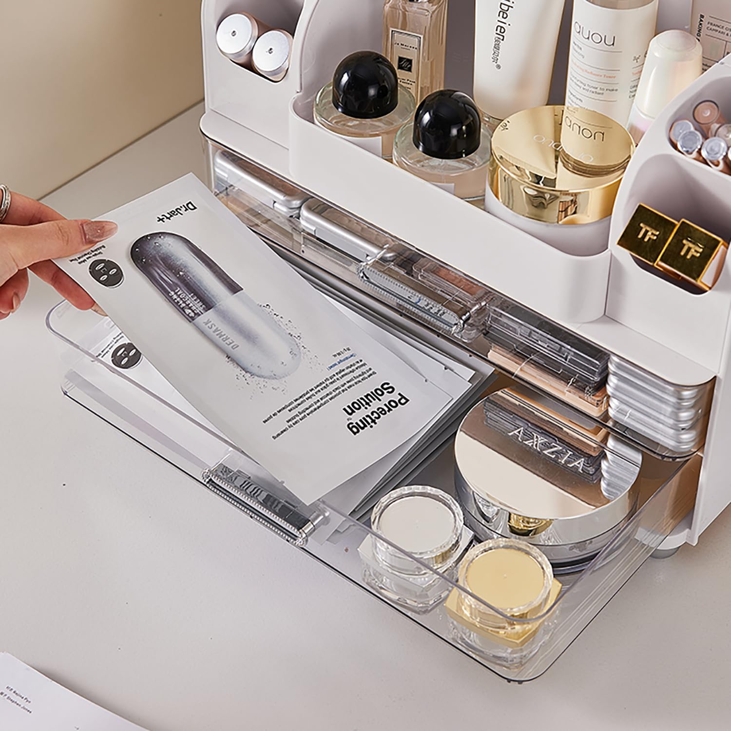 Makeup Organizer with Drawers for Vanity,Bathroom Countertop Organizer with Brushes Holder,Skincare Storage Organizer,Perfect Co