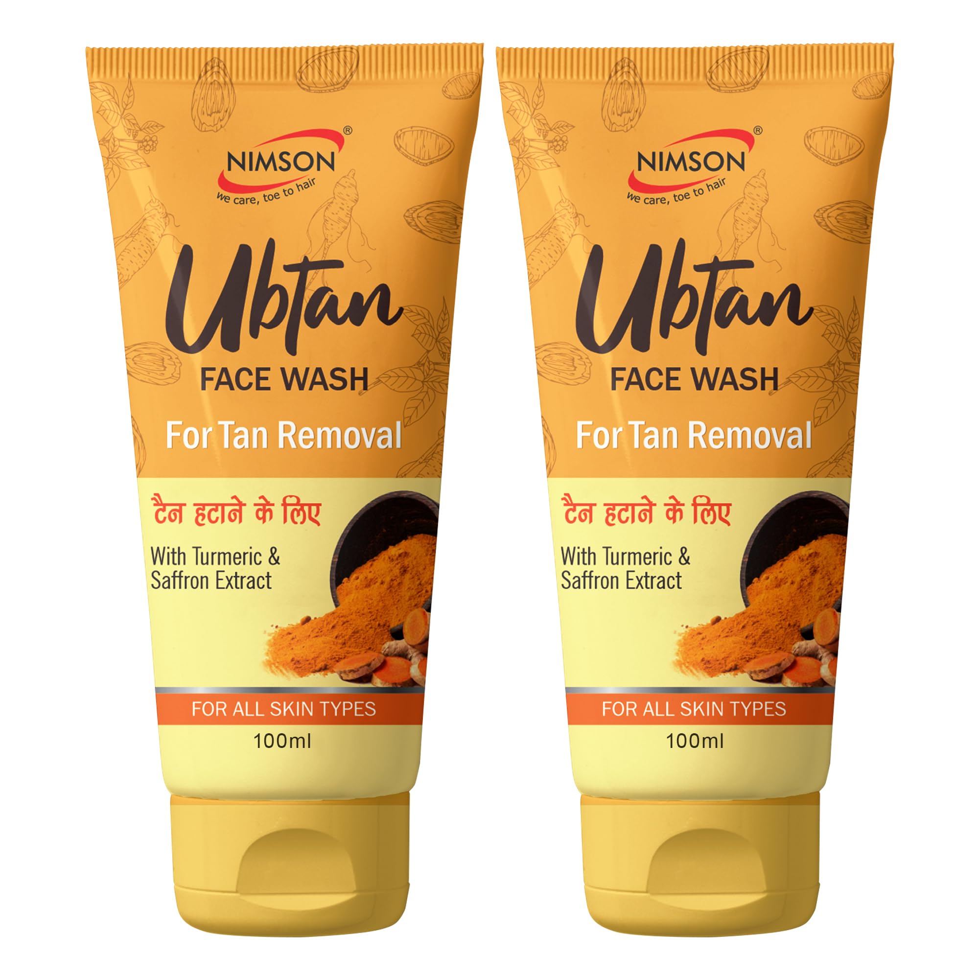 Nimson Ubtan Face Wash For Tan Removal & Glow | Infused With Turmeric & Saffron | ParabenFree | Unisex | All Skin Types | 100Ml