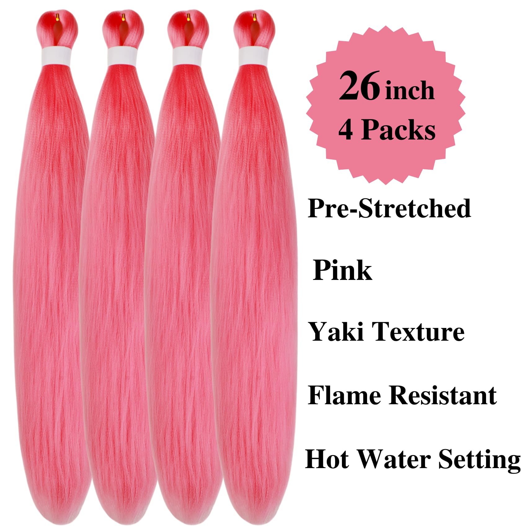 Gozill Pink Braiding Hair Pre Stretched Boho Braids Kanekalon Prestretched Braiding Hair For Bohemian Hair Ez Braid Micro Braidi