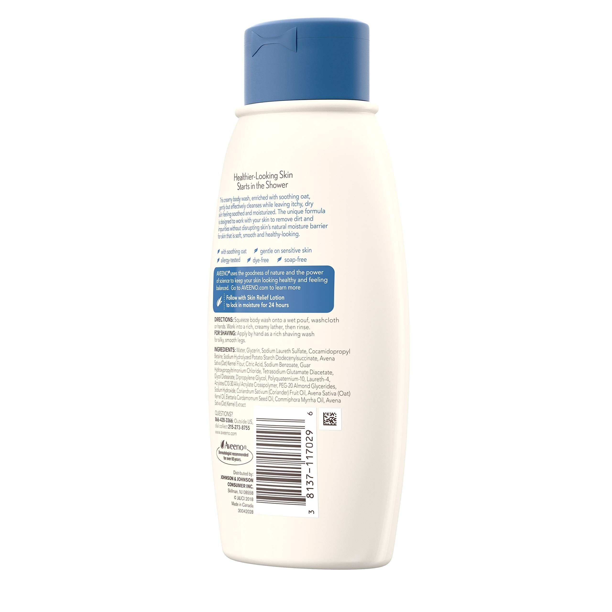 Aveeno Active Naturals Skin Relief Body Wash, Fragrance Free, 12 Fl Oz (Pack Of 1)