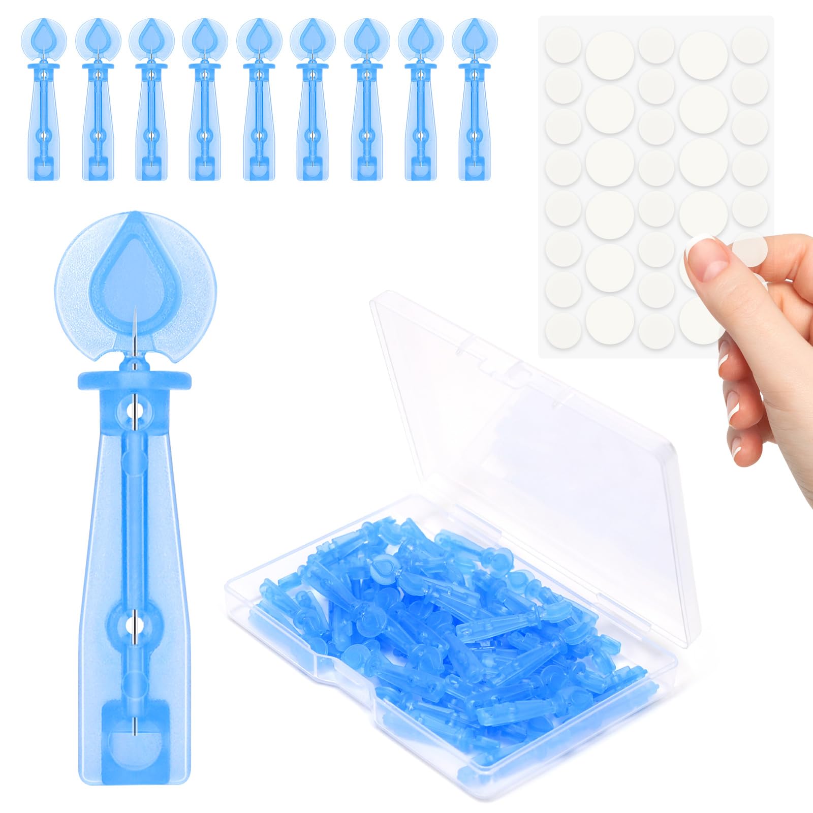 Sterile Pimple Needles, 50 Pcs Disposable Acne Needles and 72 Dots Acne Pimple Stickers - Effective Blemish & Blackhead Removal 