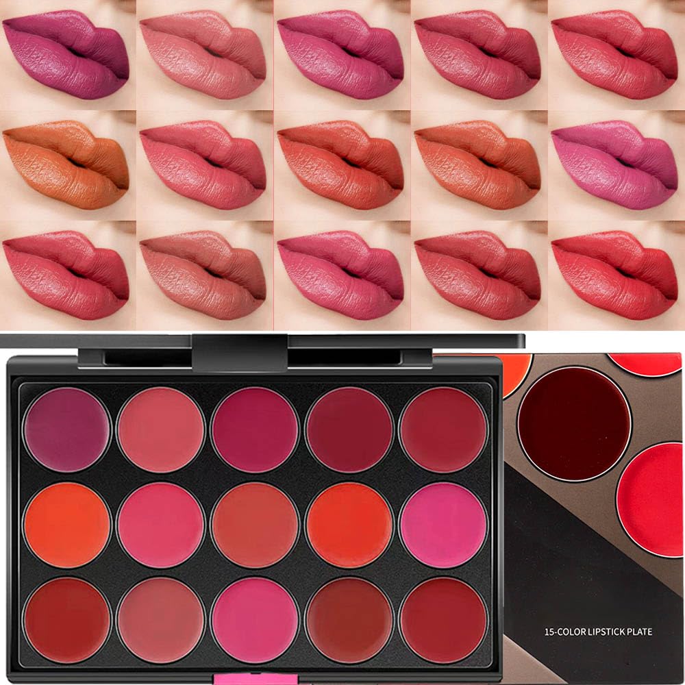 Kaely 15 Colors Lipstick Palette,Pro Lip Gloss Lip Palette,Halloween Makeup Matte Red Lipstick For Women,Labiales Mate 24 Horas