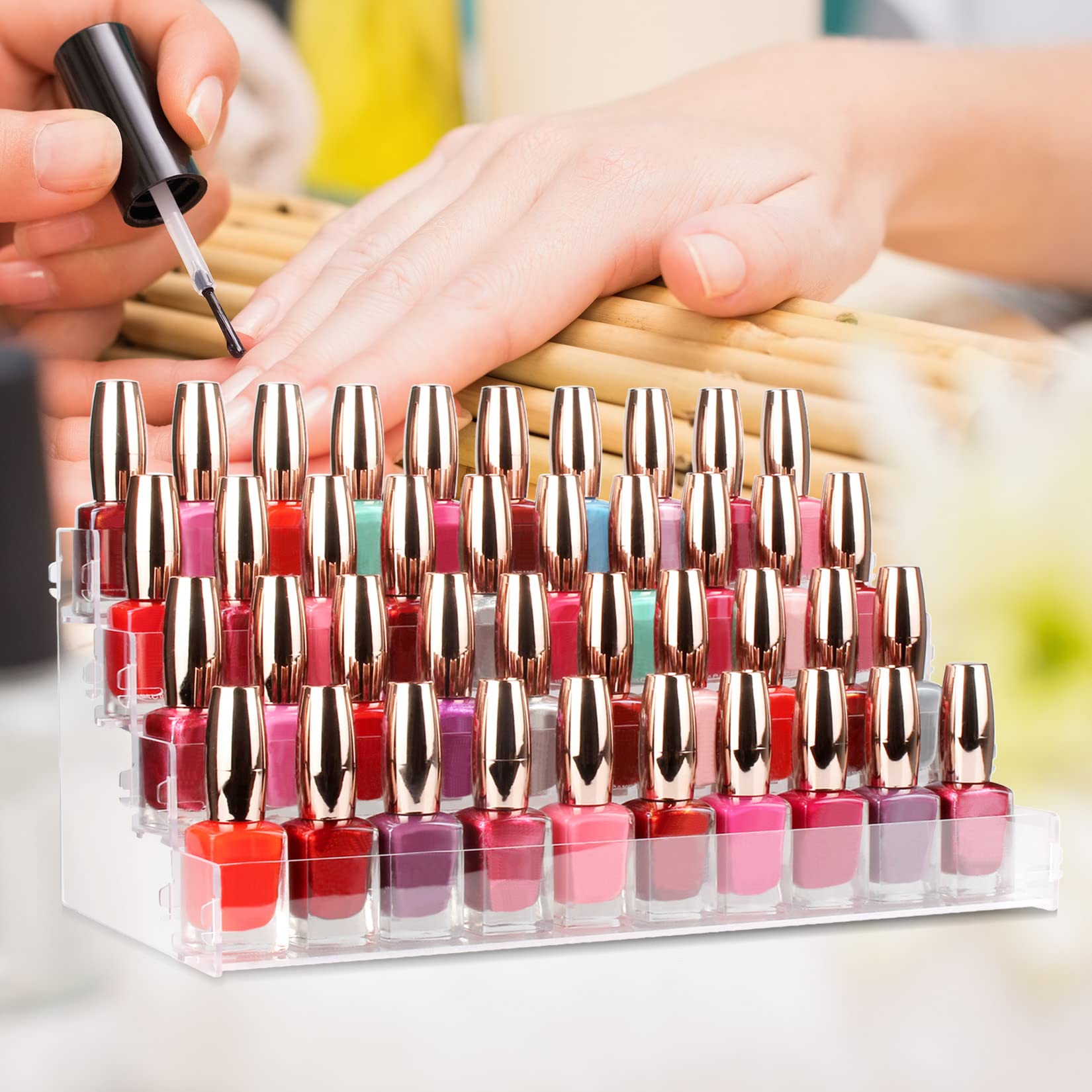 BVANQ 4 Tier Sunglasses Organizer Acrylic Sunglass Holder Nail Polish Organizer Countertop Stand Display No Pungent Acrylic Glue