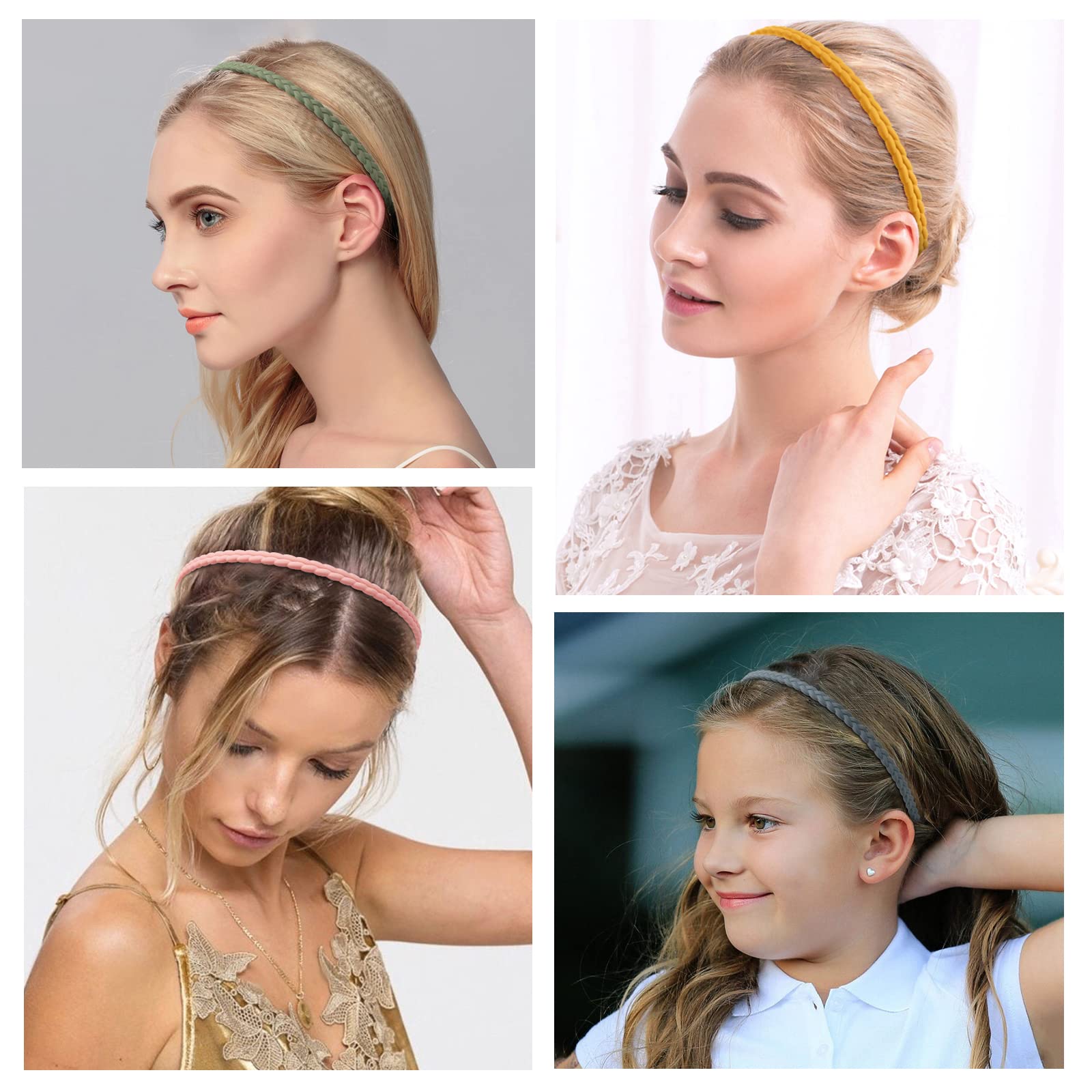 WOVOWOVO 7mm Thin Headbands For Women, 12 Pcs Plastic Headband with Teeth Head Bands Combing Hairbands Hair Accessories for Girl