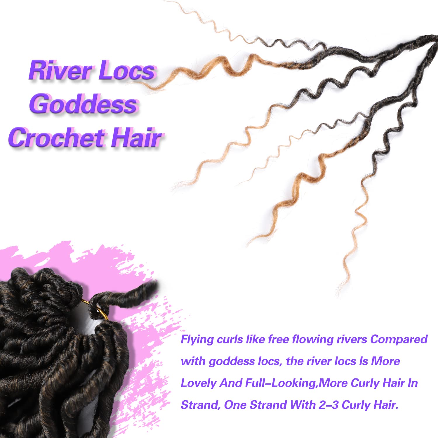 Goddess Locs Crochet Hair 12Inch 6Packs Curly Faux Locs Crochet Hair River Locs Goddess Wavy Crochet With Short Curly Hair Bohem
