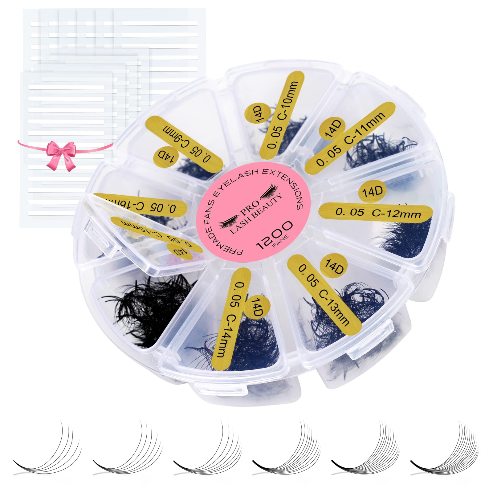 1200 Fans Premade Fans Eyelash Extensions Premade Volume Lash Extension Mixed Tray From 5D to 14D Handmade Lashes Bulk Promade F