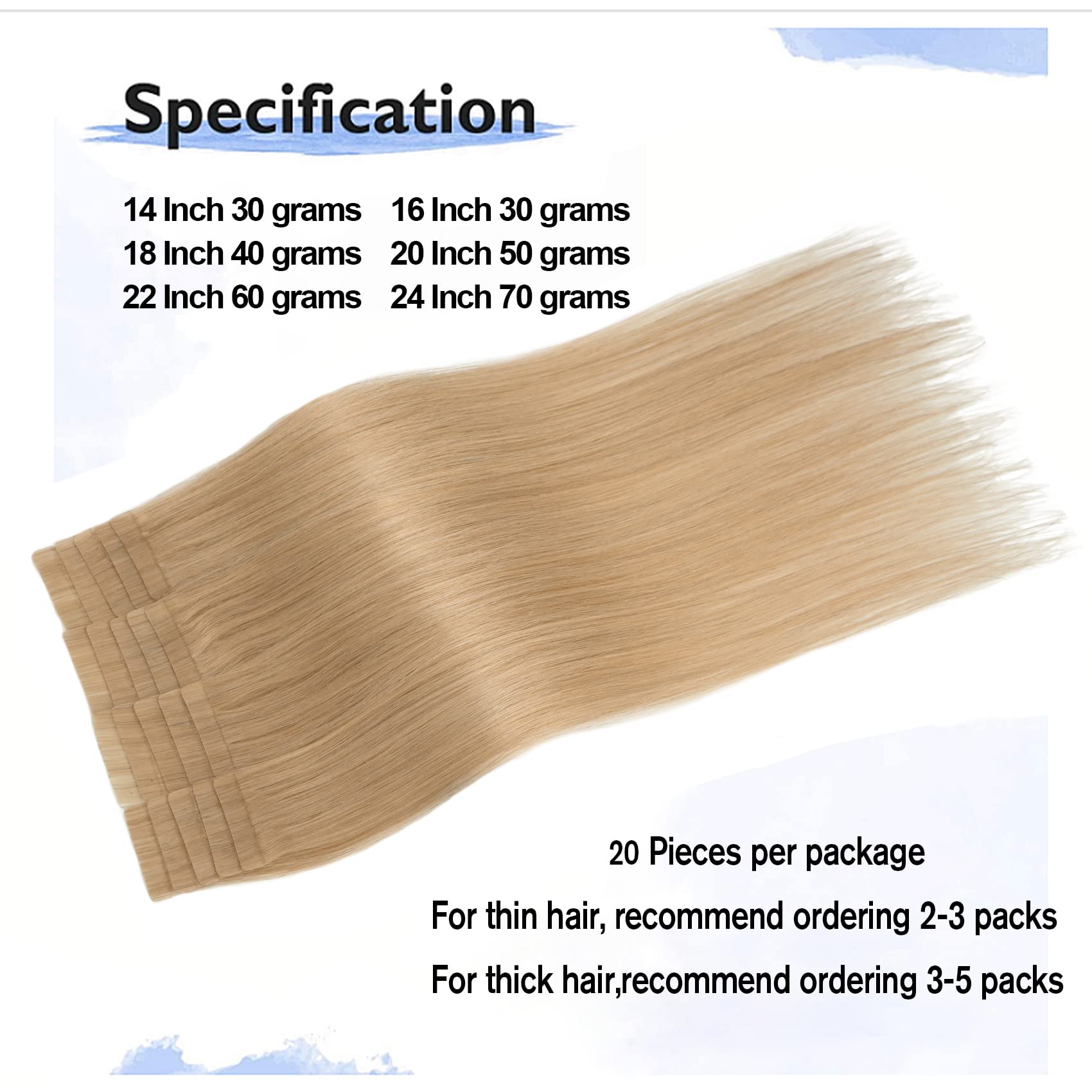 Aison Tape In Hair Extensions Honey Blonde 100% Strawberry Blonde Tape Extensions Human Hair Silky Straight For Fashion Women 20