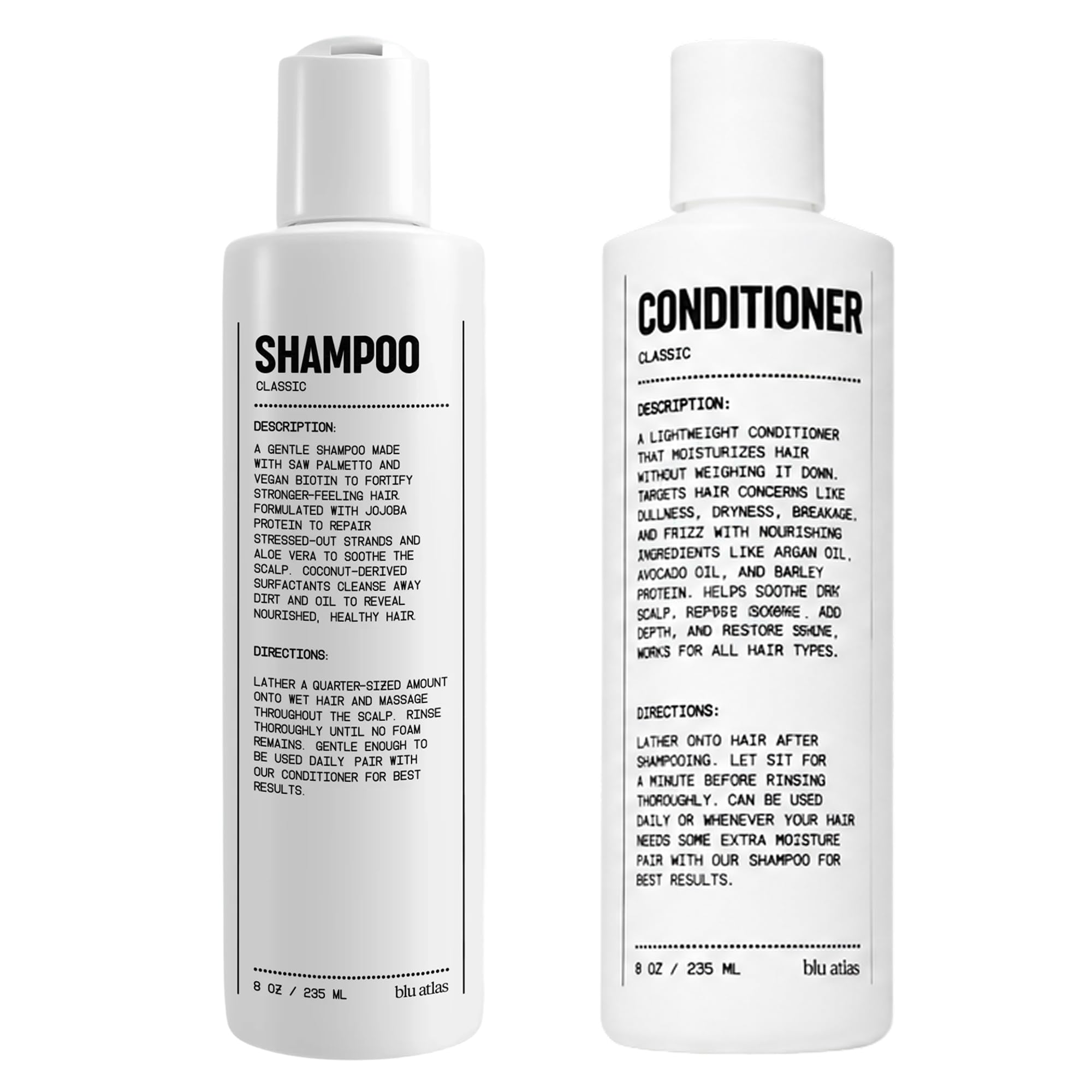 Blu Atlas Mens Natural Shampoo & Conditioner Hair Care Essentials Set  SulfateFree, Helps with Dandruff and Dry Scalp  Classi