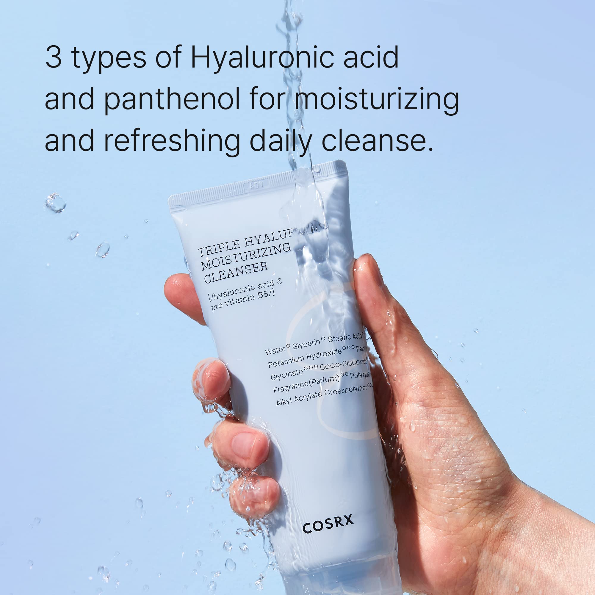 Cosrx Hydrium Triple Hyaluronic Moisturizing Cleanser 5.07 Fl.Oz / 150Ml | Daily Cleanser For Dry Skin With Hyaluronic Acid & Vi