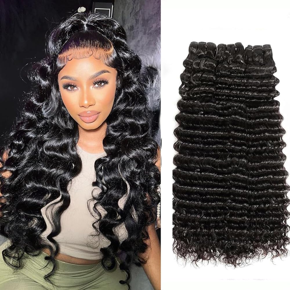 Deep Wave 3 Bundles Human Hair 8 10 12 Inch Bundles Wavy Deep Curly Human Hair Wet And Wavy Bundles Natural Black