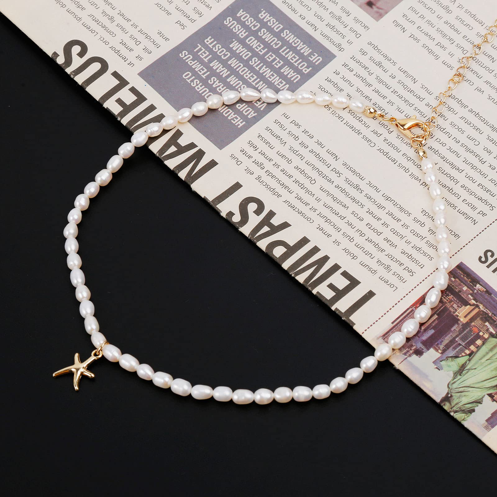 wgoud Natural Freshwater Pearl Beaded Choker Necklace for Women Teen Girls, Trendy Boho Handmade Beads Summer Fun Necklaces Jewe